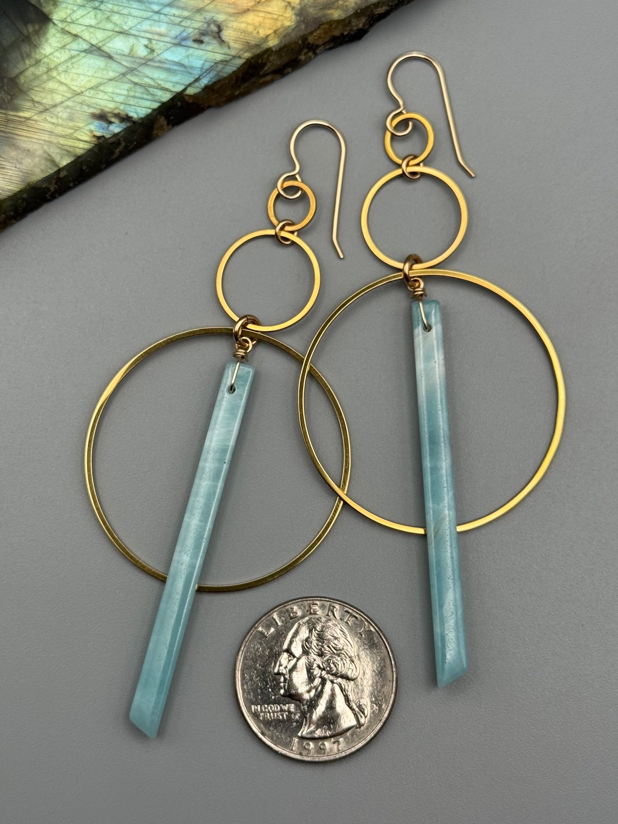 •6 OF CUPS• amazonite stick + gold earrings
