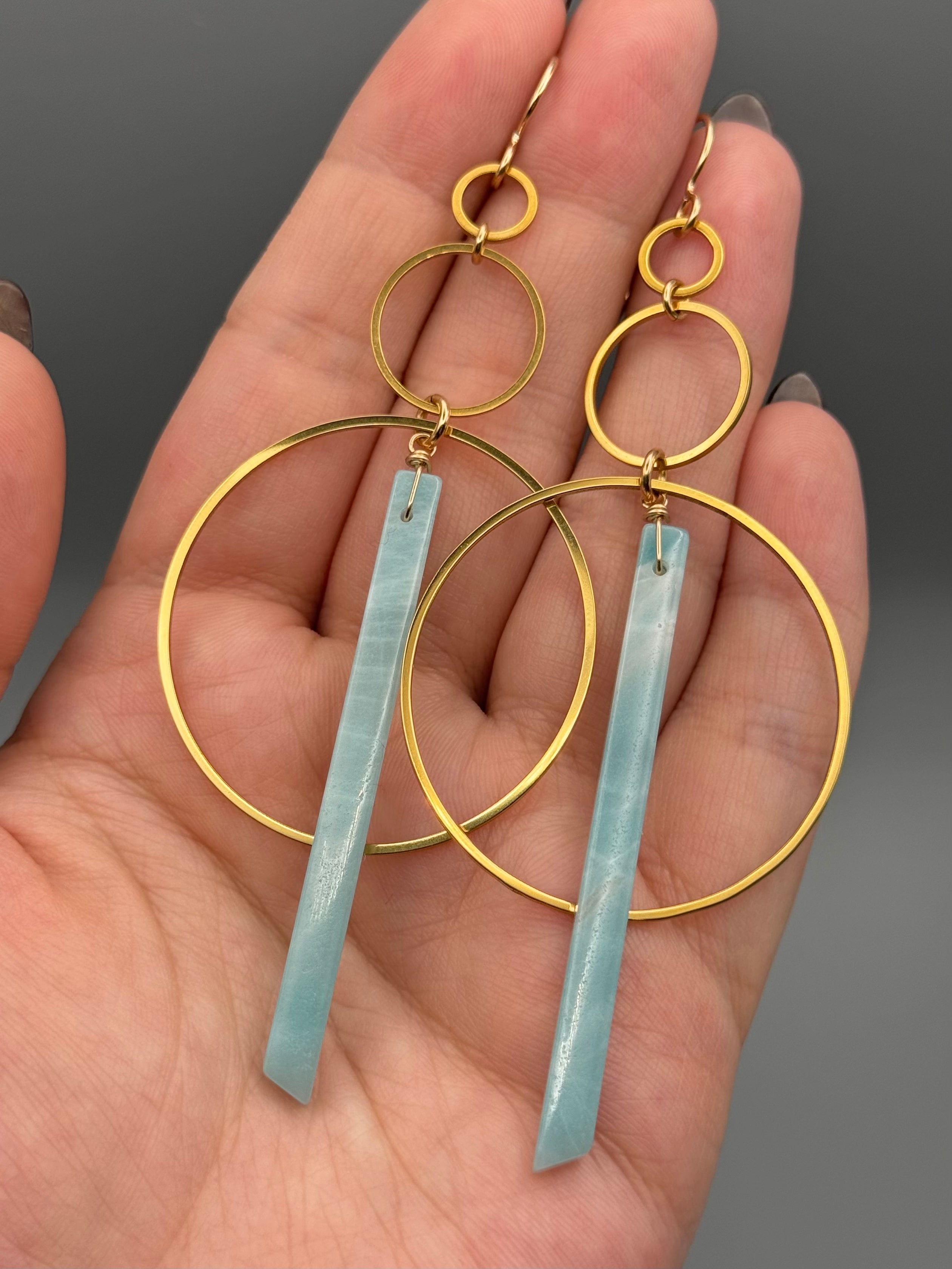 •6 OF CUPS• amazonite stick + gold earrings