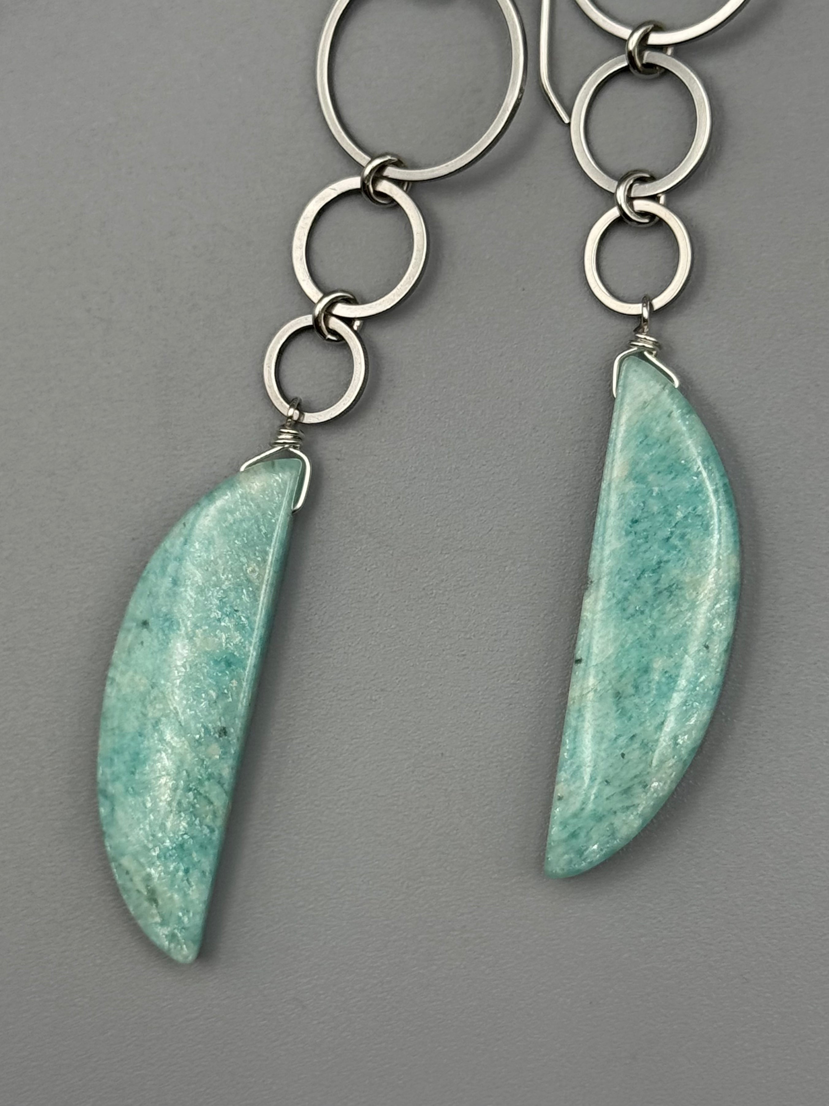 •6 OF CUPS• amazonite crescent + silver earrings