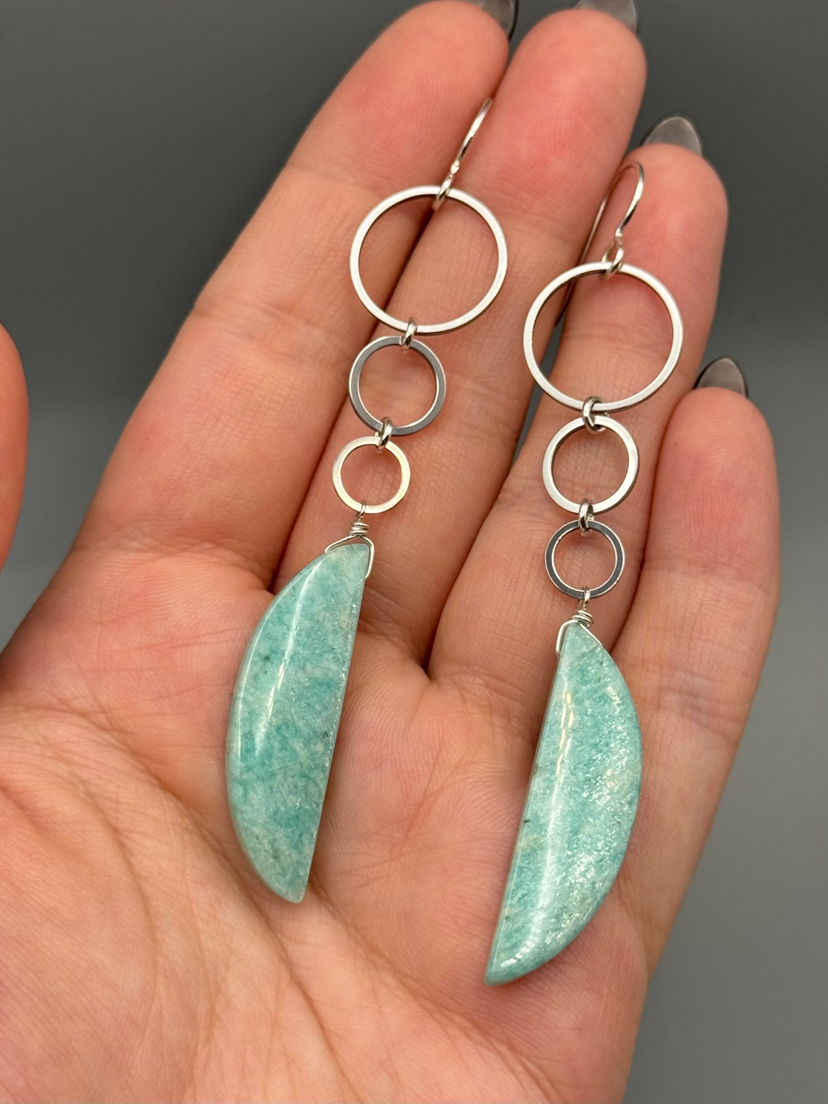 •6 OF CUPS• amazonite crescent + silver earrings