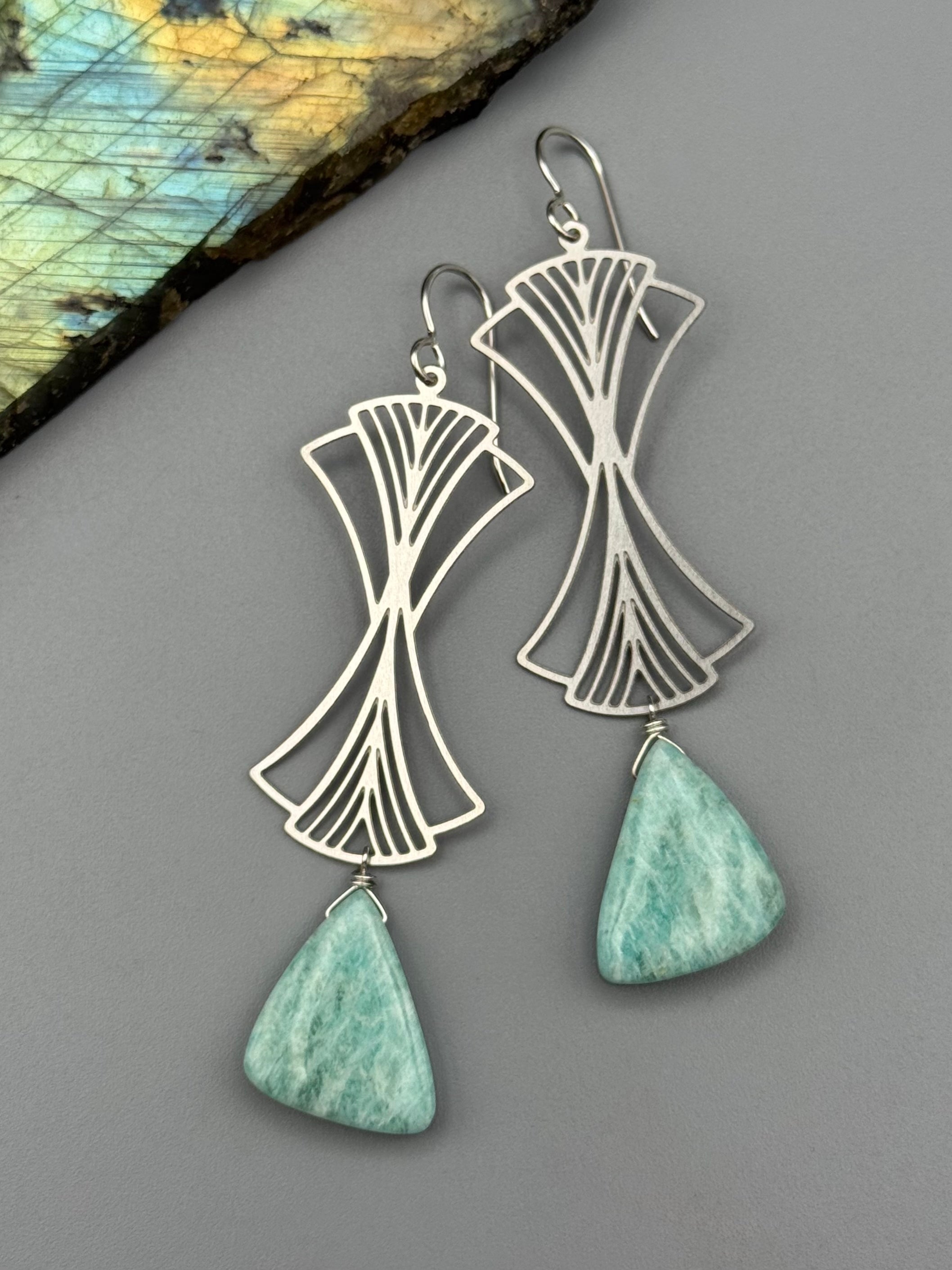 •TIME WARP• amazonite wing + silver earrings