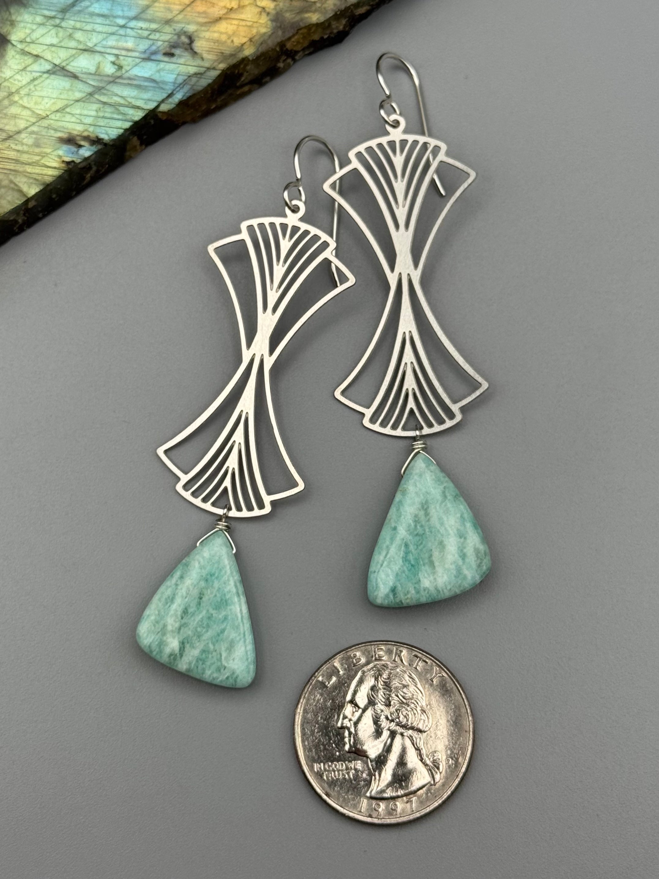 •TIME WARP• amazonite wing + silver earrings