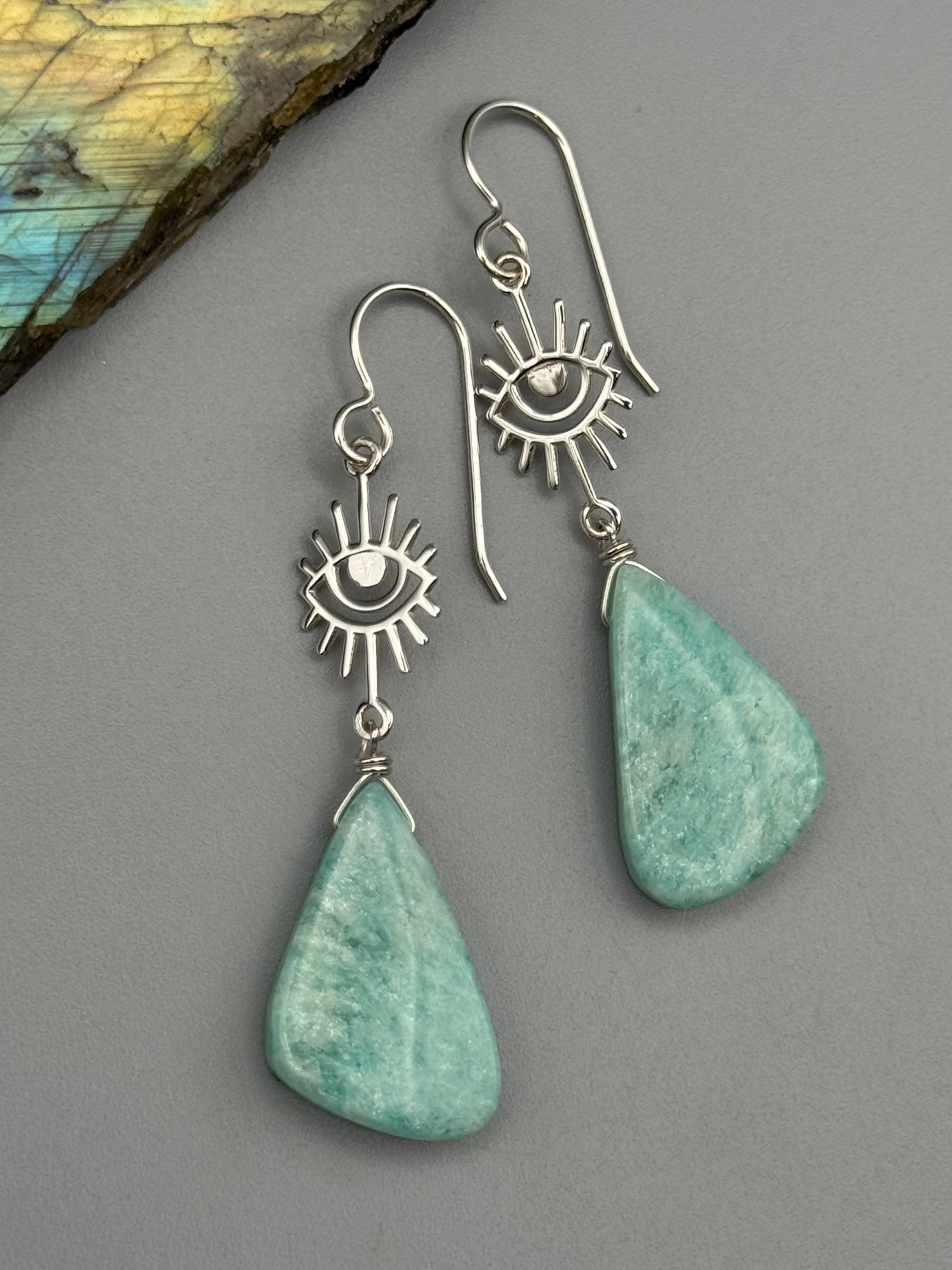 •ENVISION• amazonite wing + silver earrings