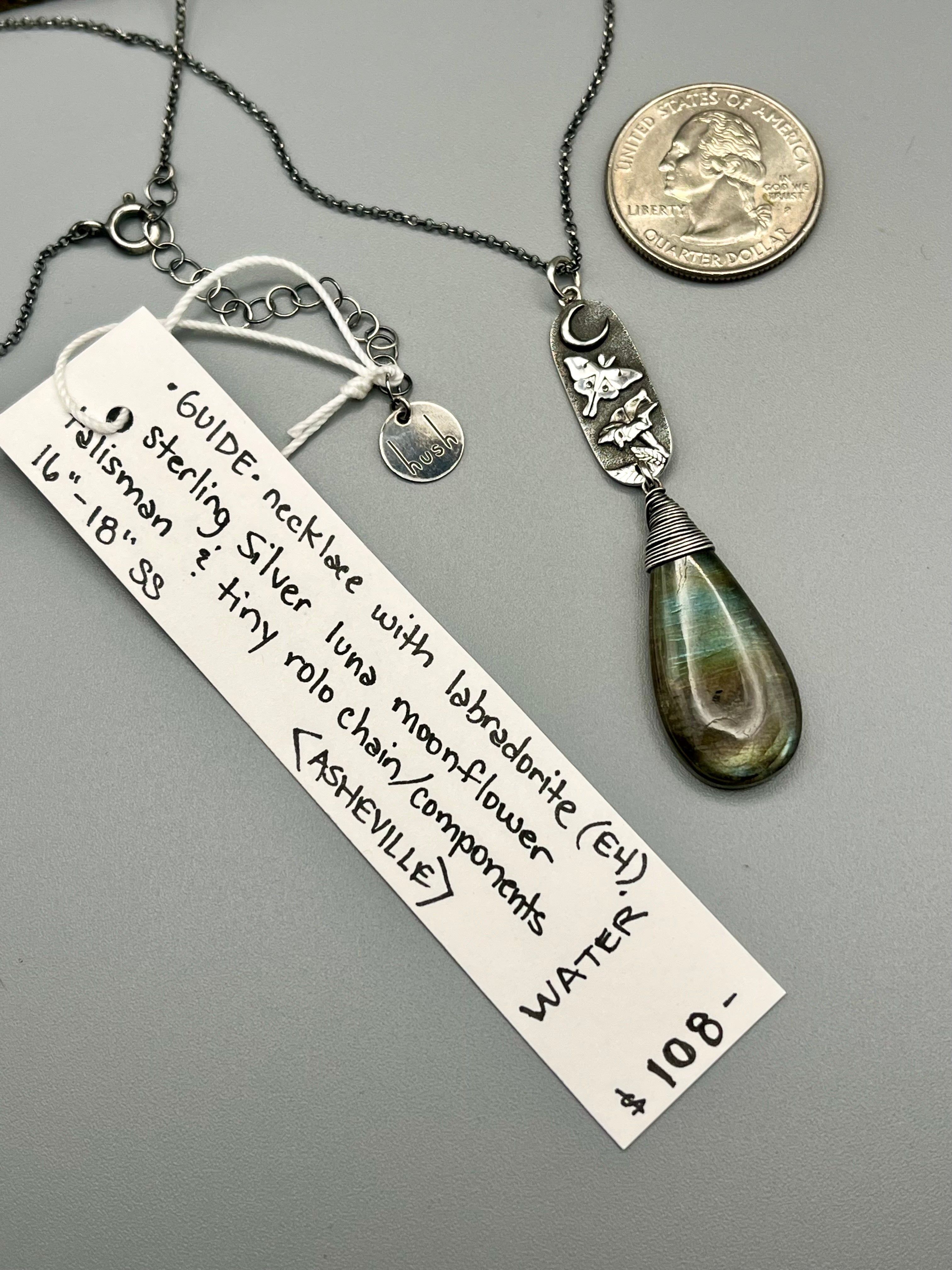 •GUIDE• labradorite + silver necklace (16"-18" long)