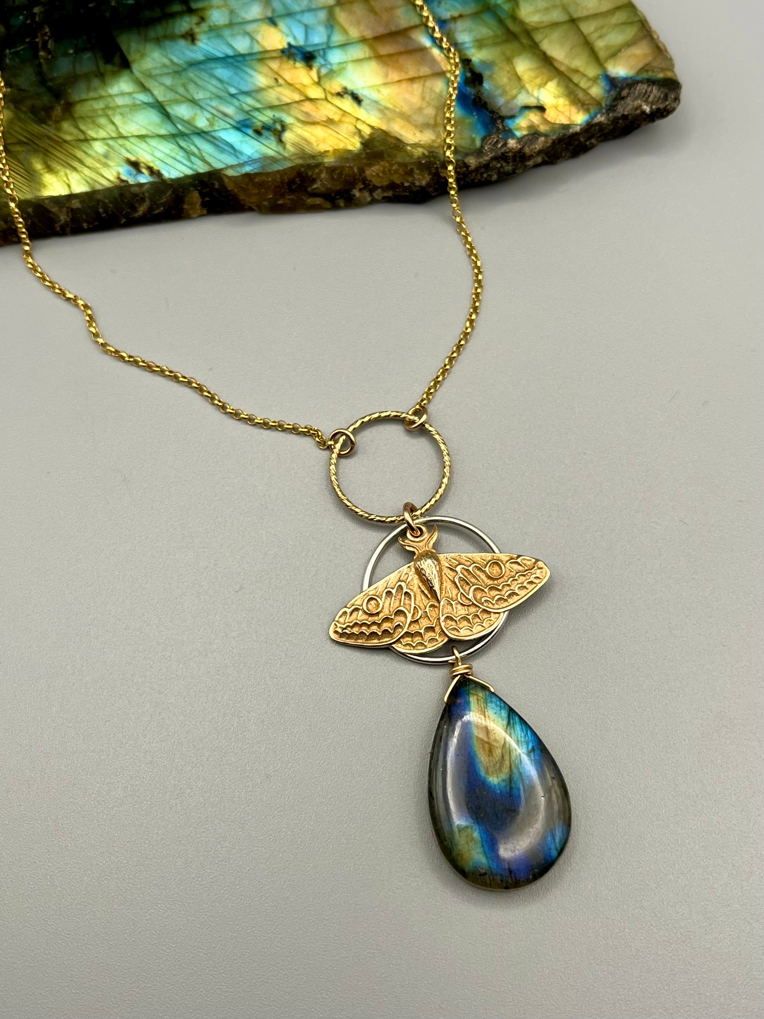 •GUIDE• labradorite + mixed metal necklace (16"-18" long)