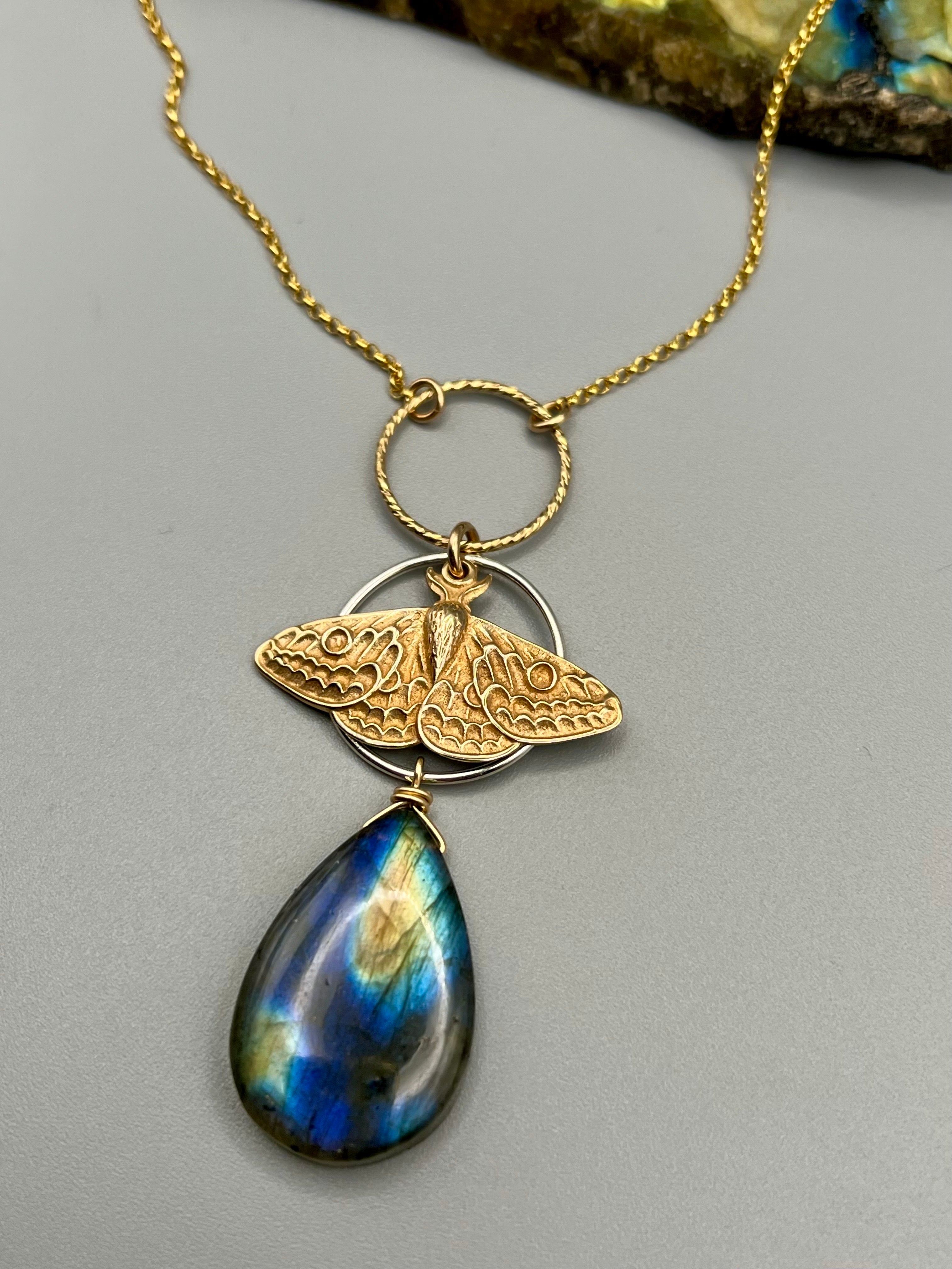 •GUIDE• labradorite + mixed metal necklace (16"-18" long)