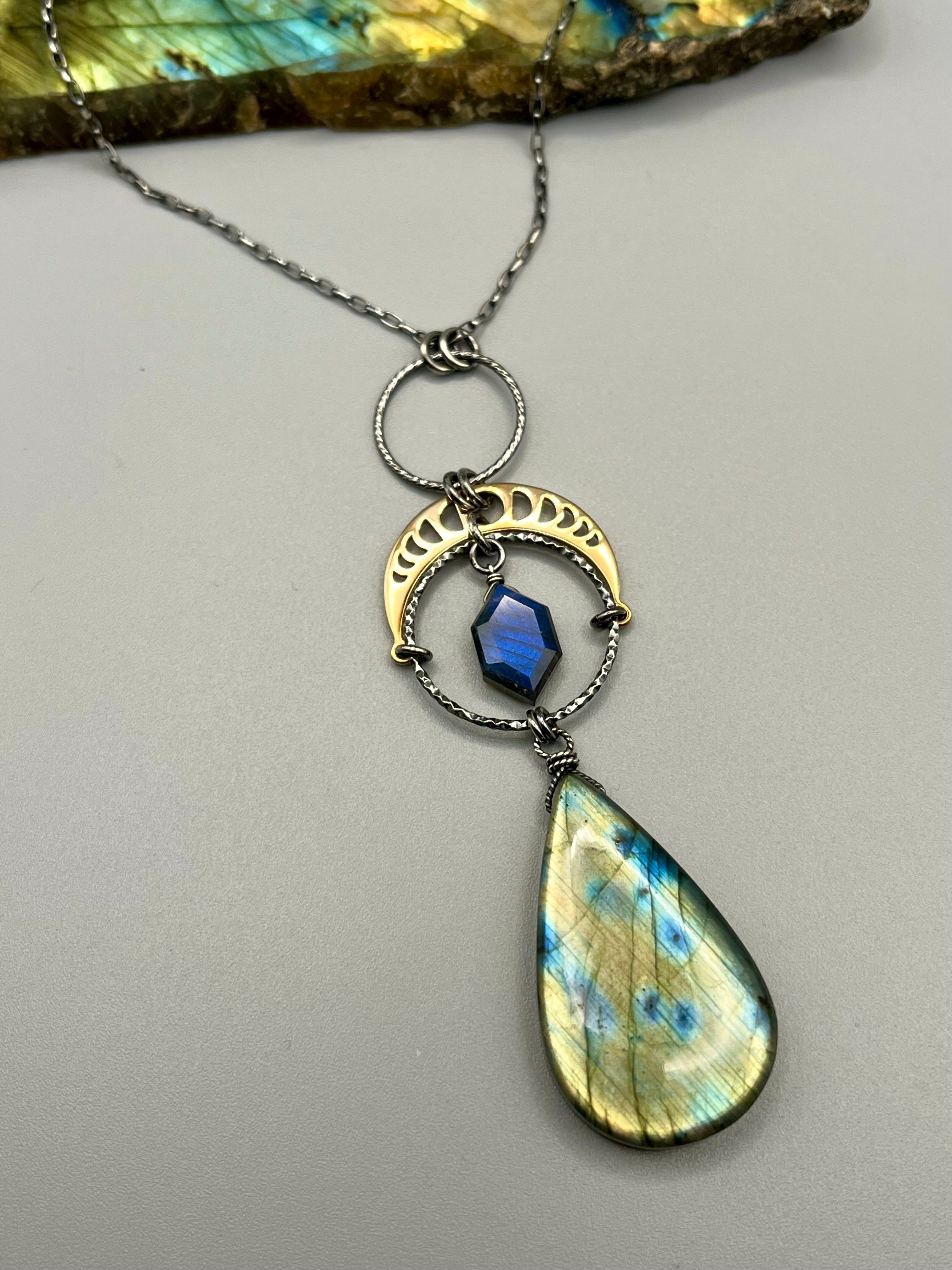 •NYX• labradorite + mixed metal necklace (26"-28" long)