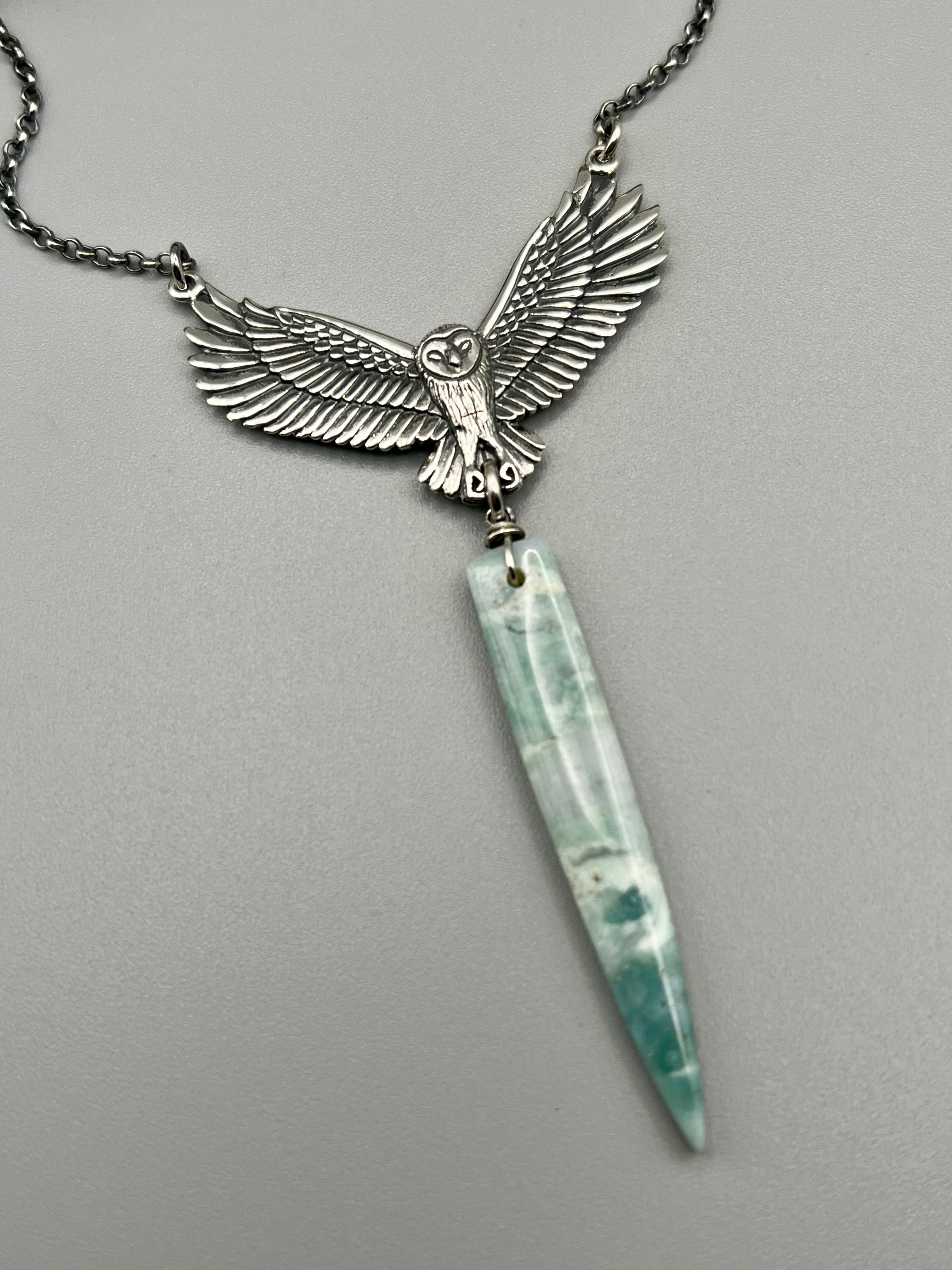 •NOCTURNA• green mountain jade + silver necklace (18"-20" long)