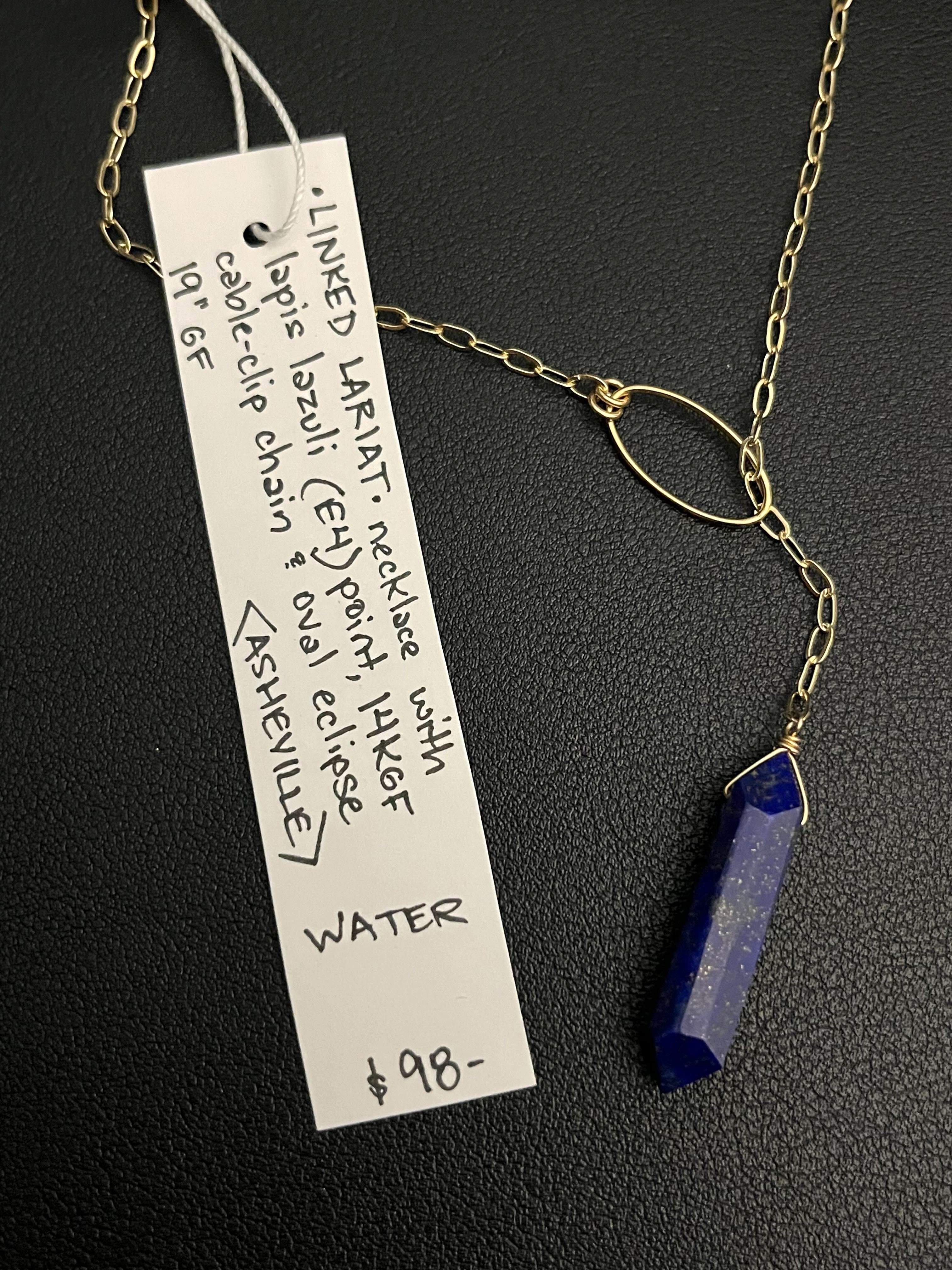 •LINKED LARIAT• lapis lazuli + gold necklace (19")