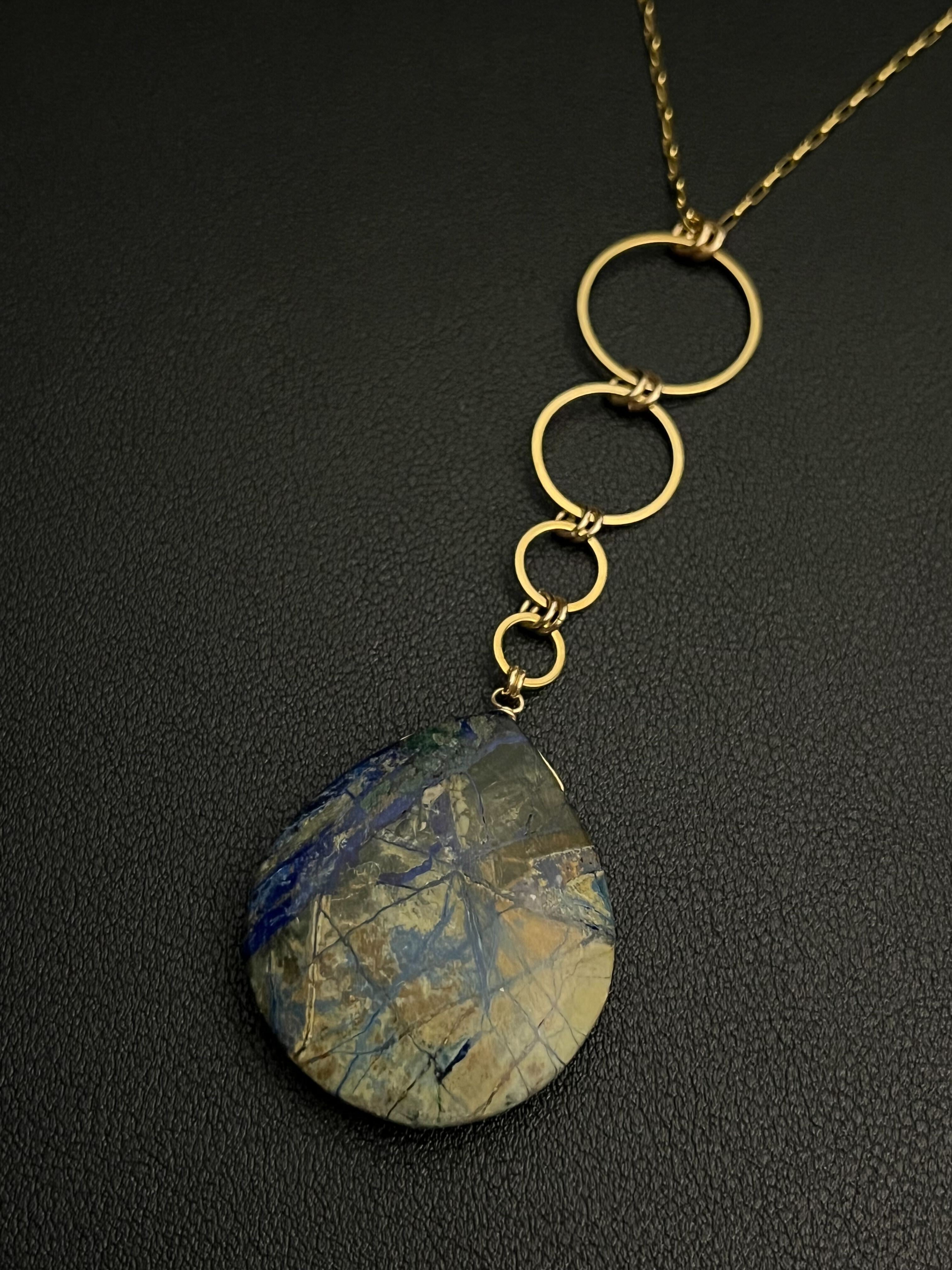 •NYX• arizona lightning azurite + gold necklace (26"-28")