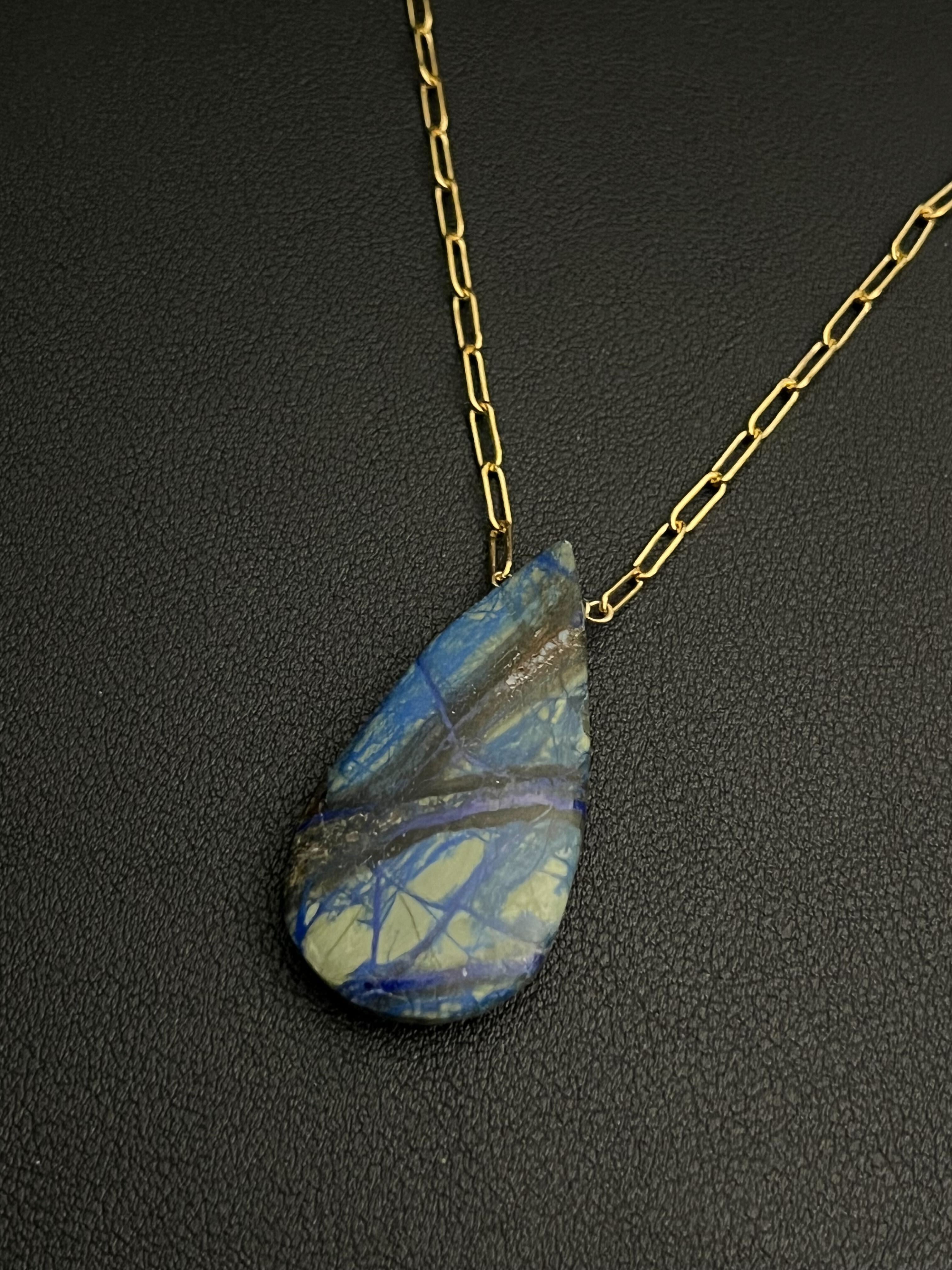 •AEON• arizona lightning azurite + gold necklace (18"-20")