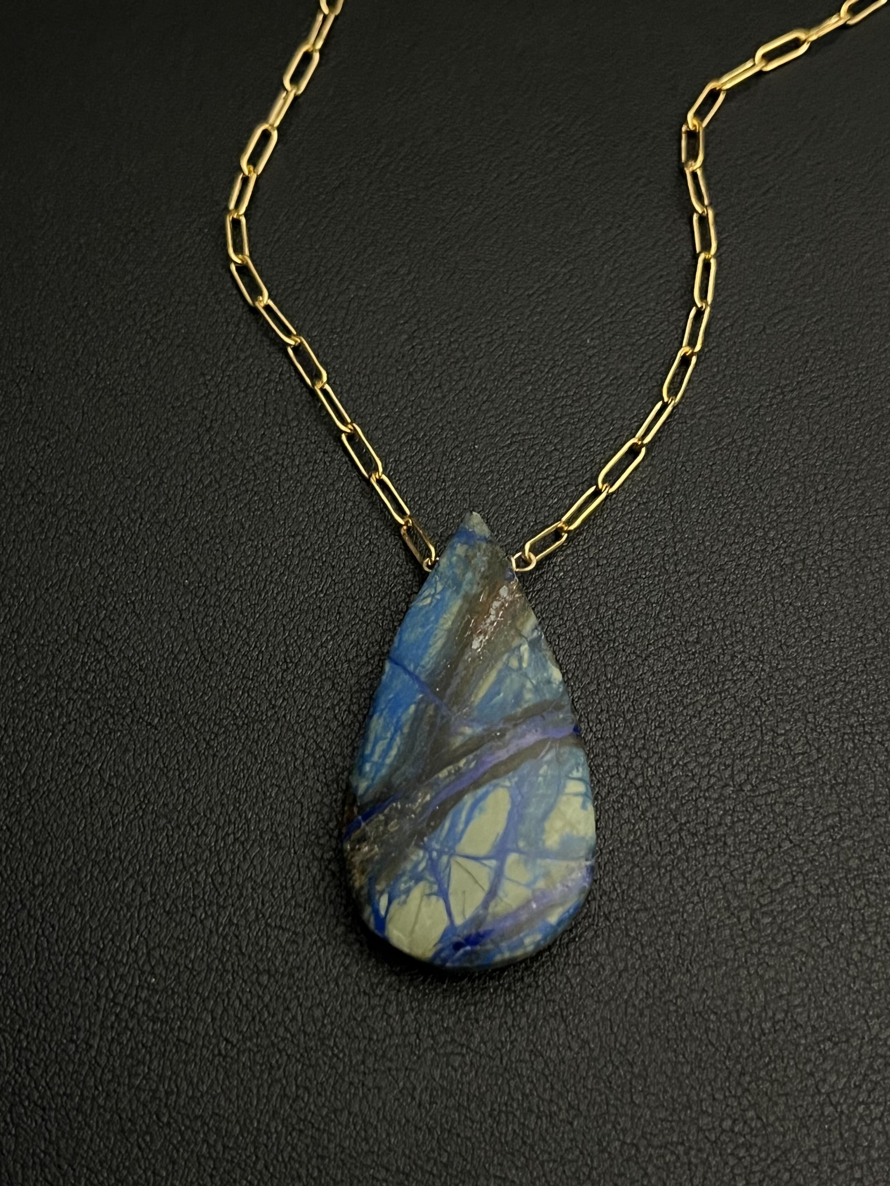 •AEON• arizona lightning azurite + gold necklace (18"-20")