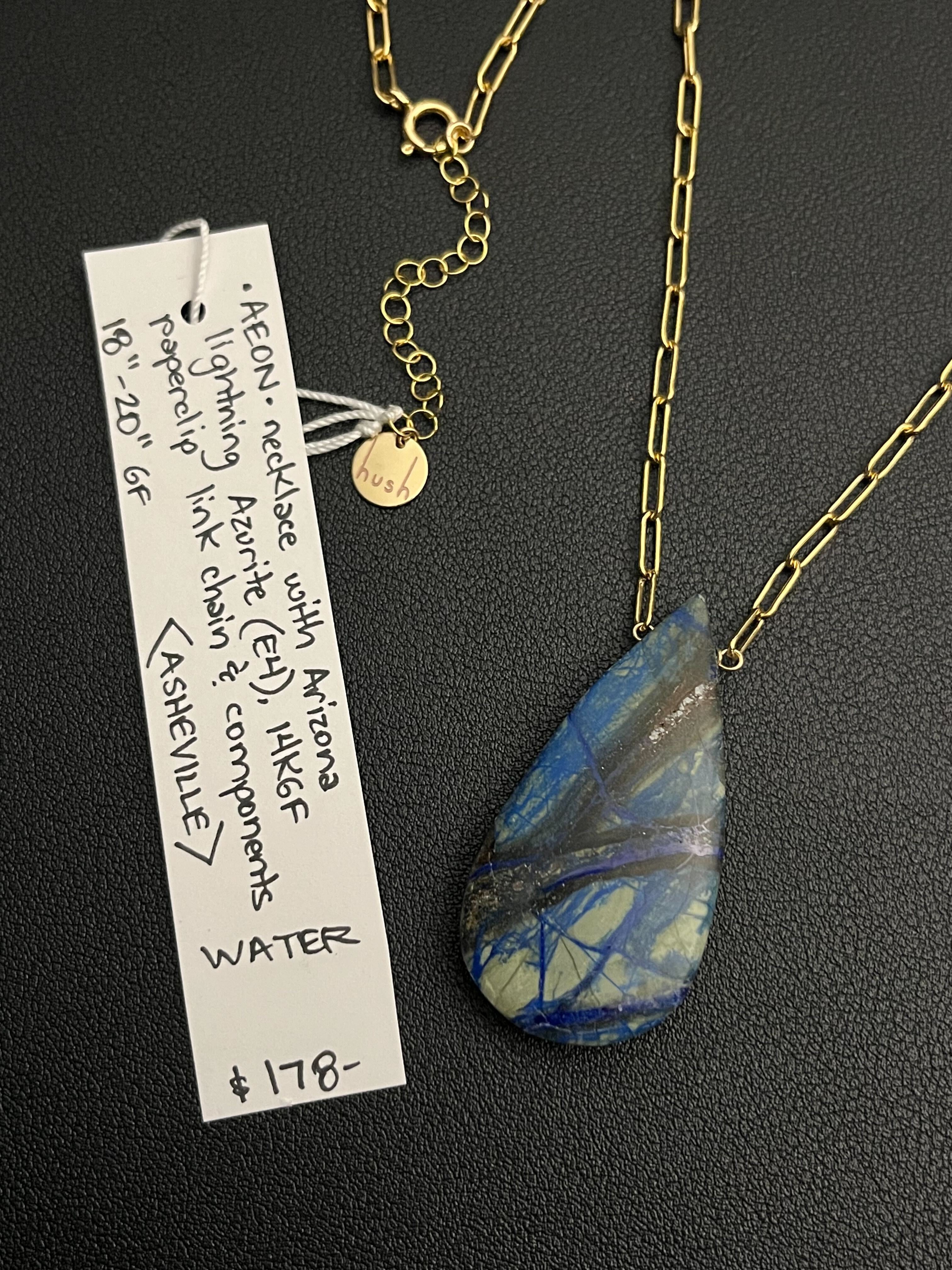 •AEON• arizona lightning azurite + gold necklace (18"-20")