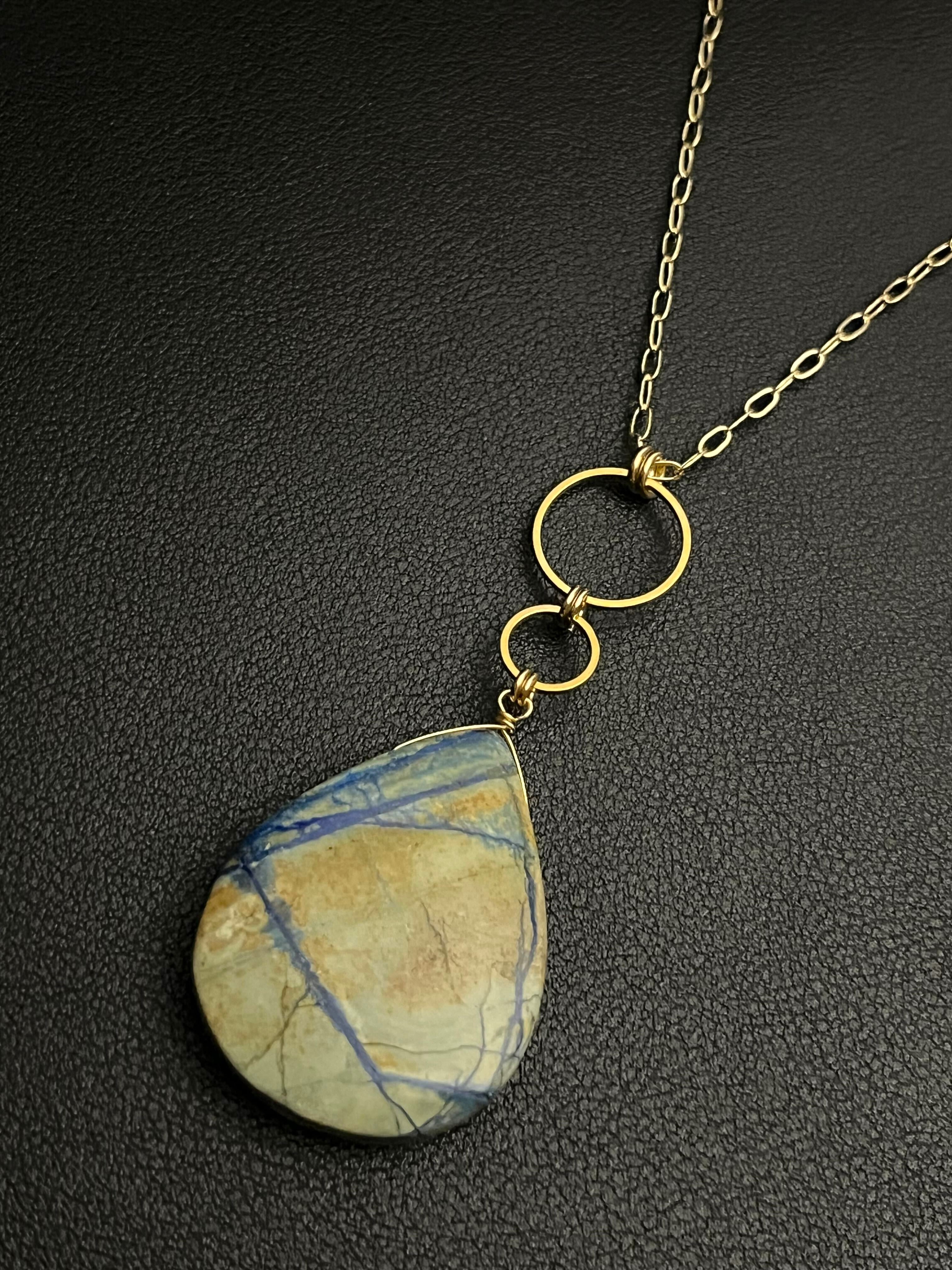 •NYX• arizona lightning azurite + gold necklace (18"-20")