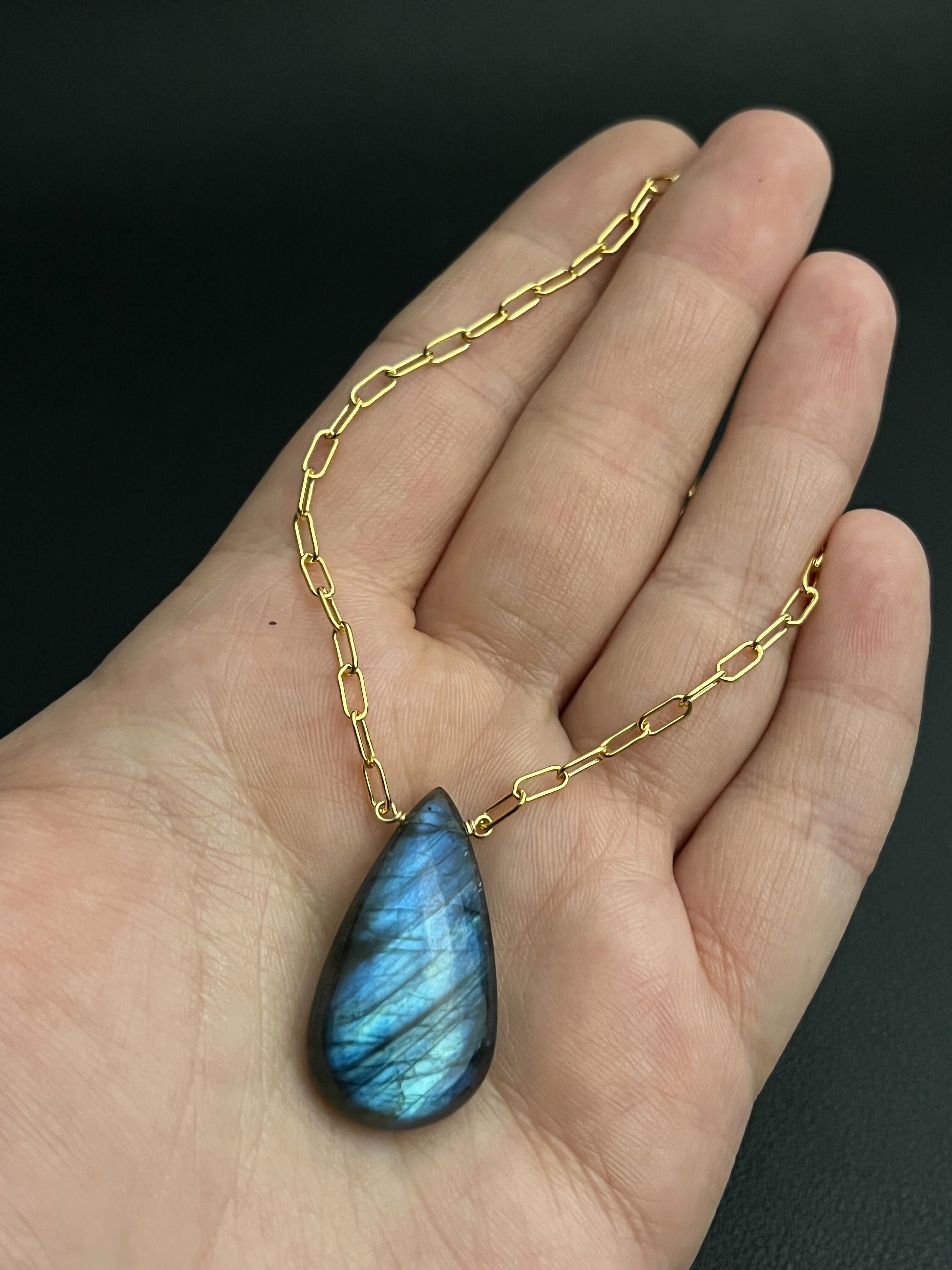 •AEON• labradorite + gold necklace (16"-18")