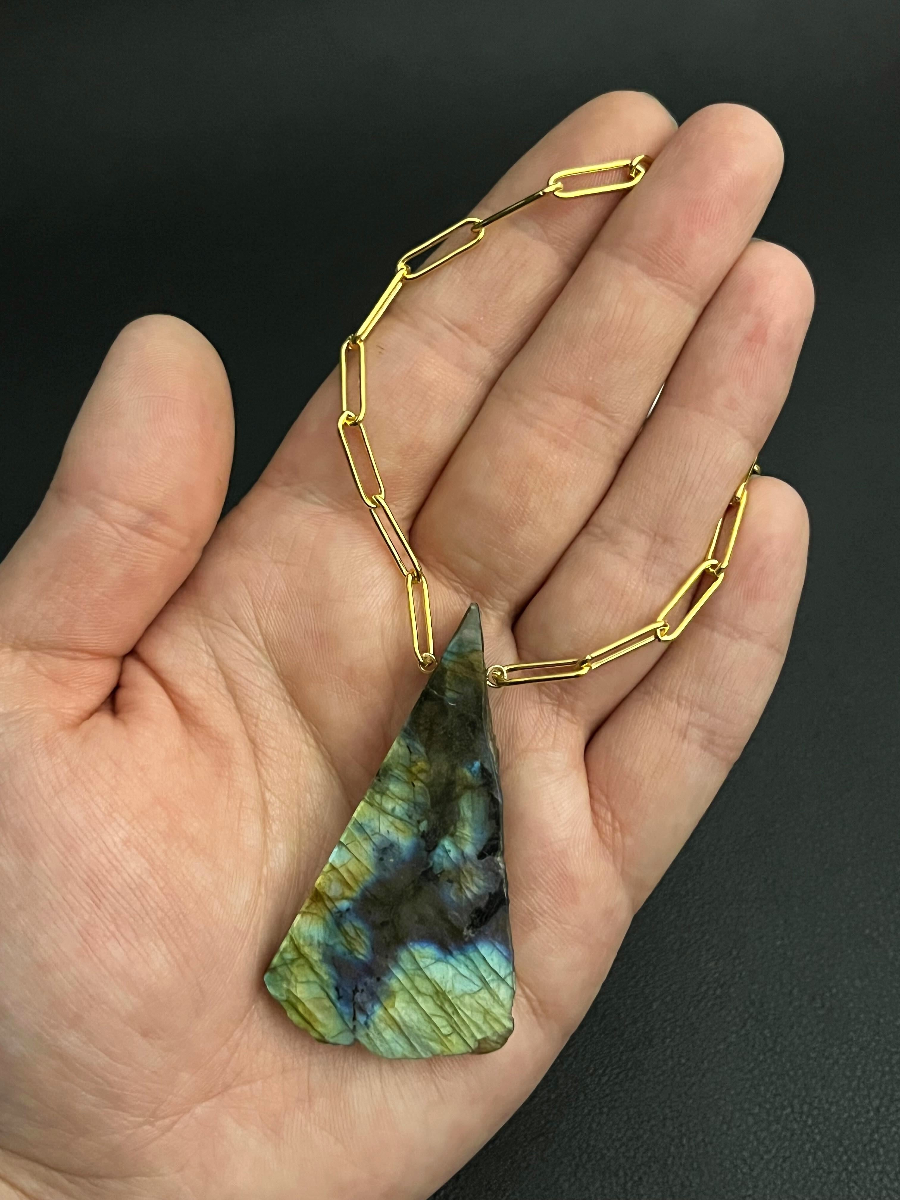 •AEON• labradorite + gold necklace (18"-20")