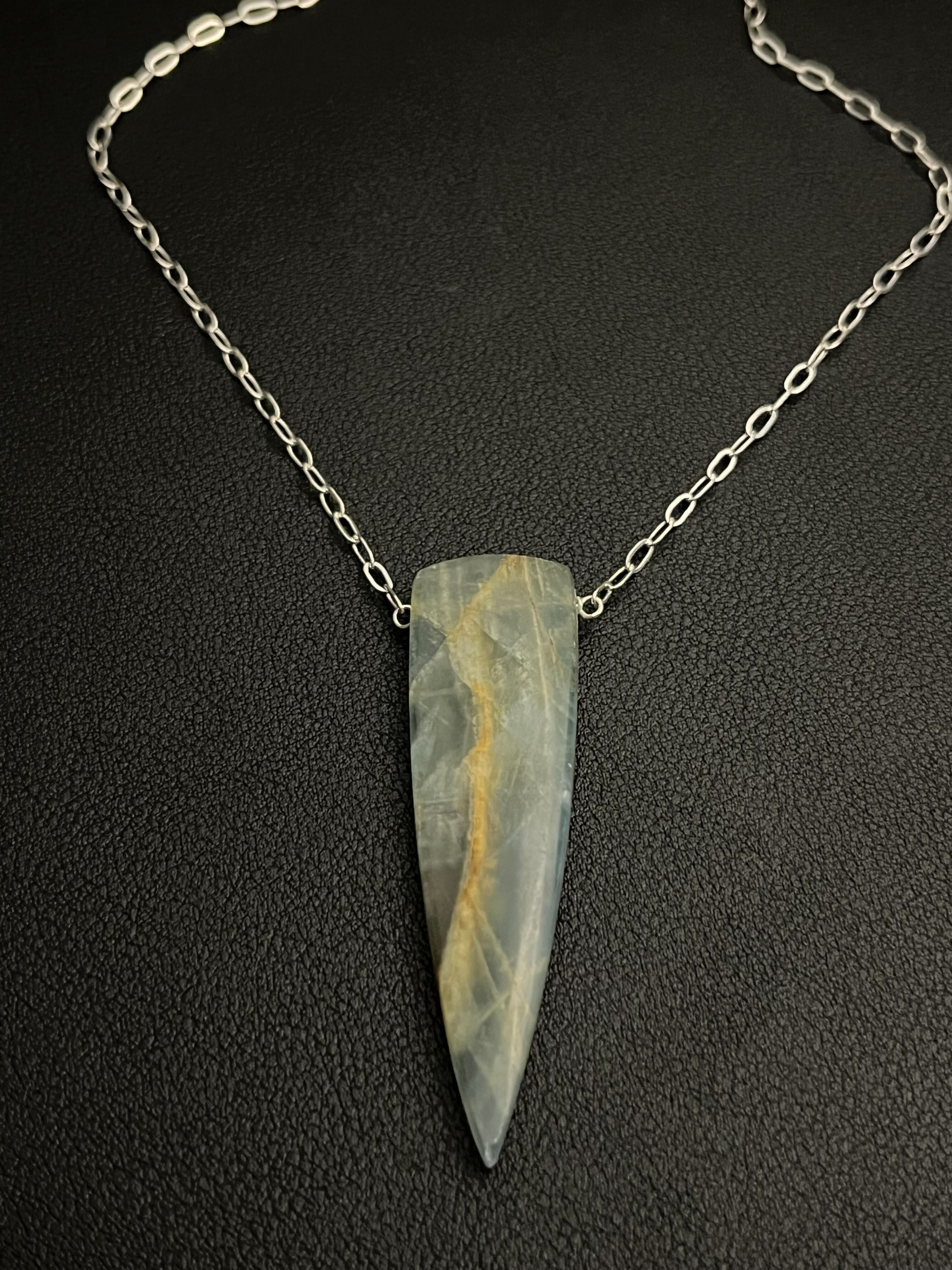 •AEON• blue calcite + silver necklace (18"-20")