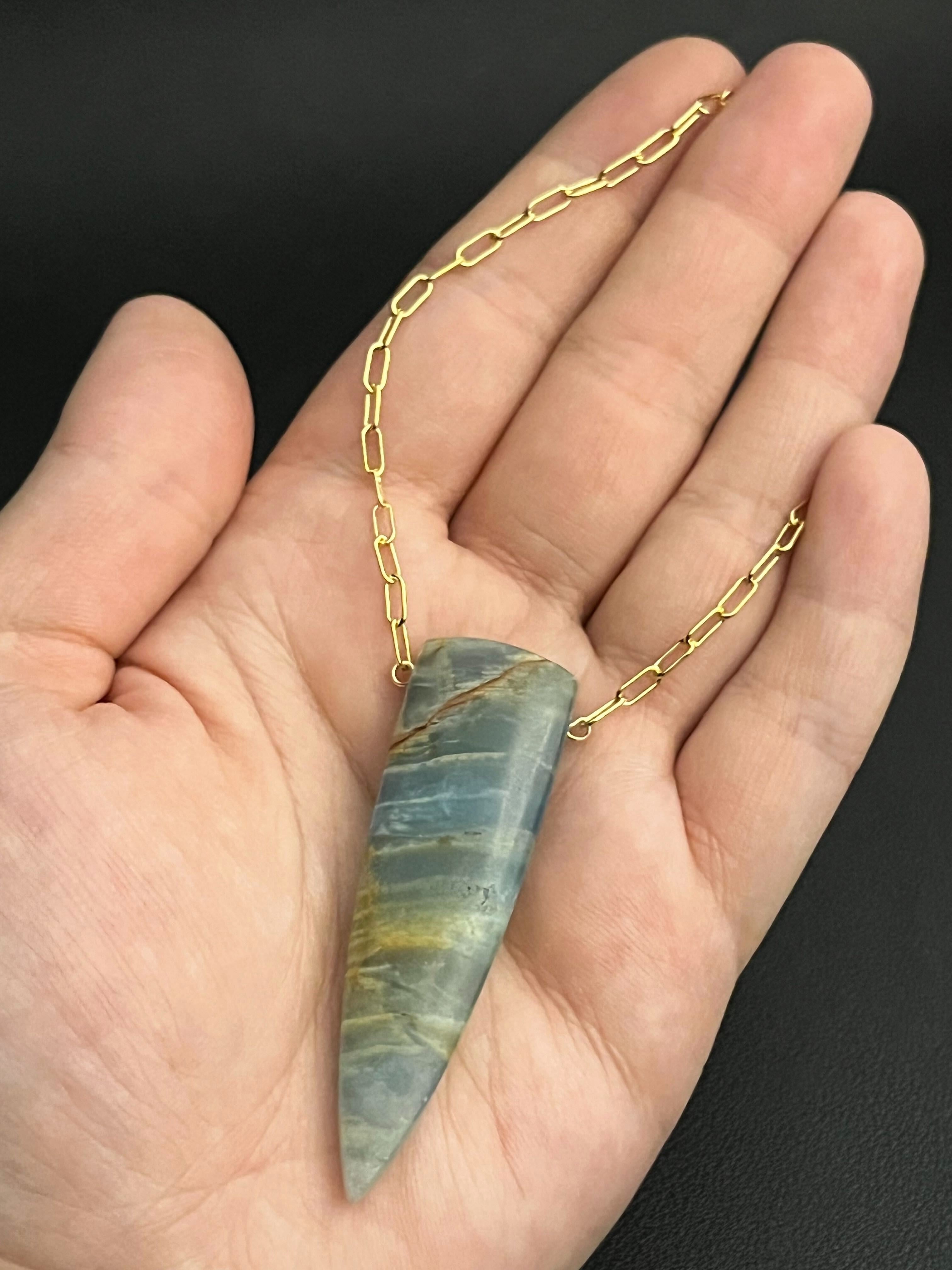 •AEON• blue calcite + gold necklace (18"-20")