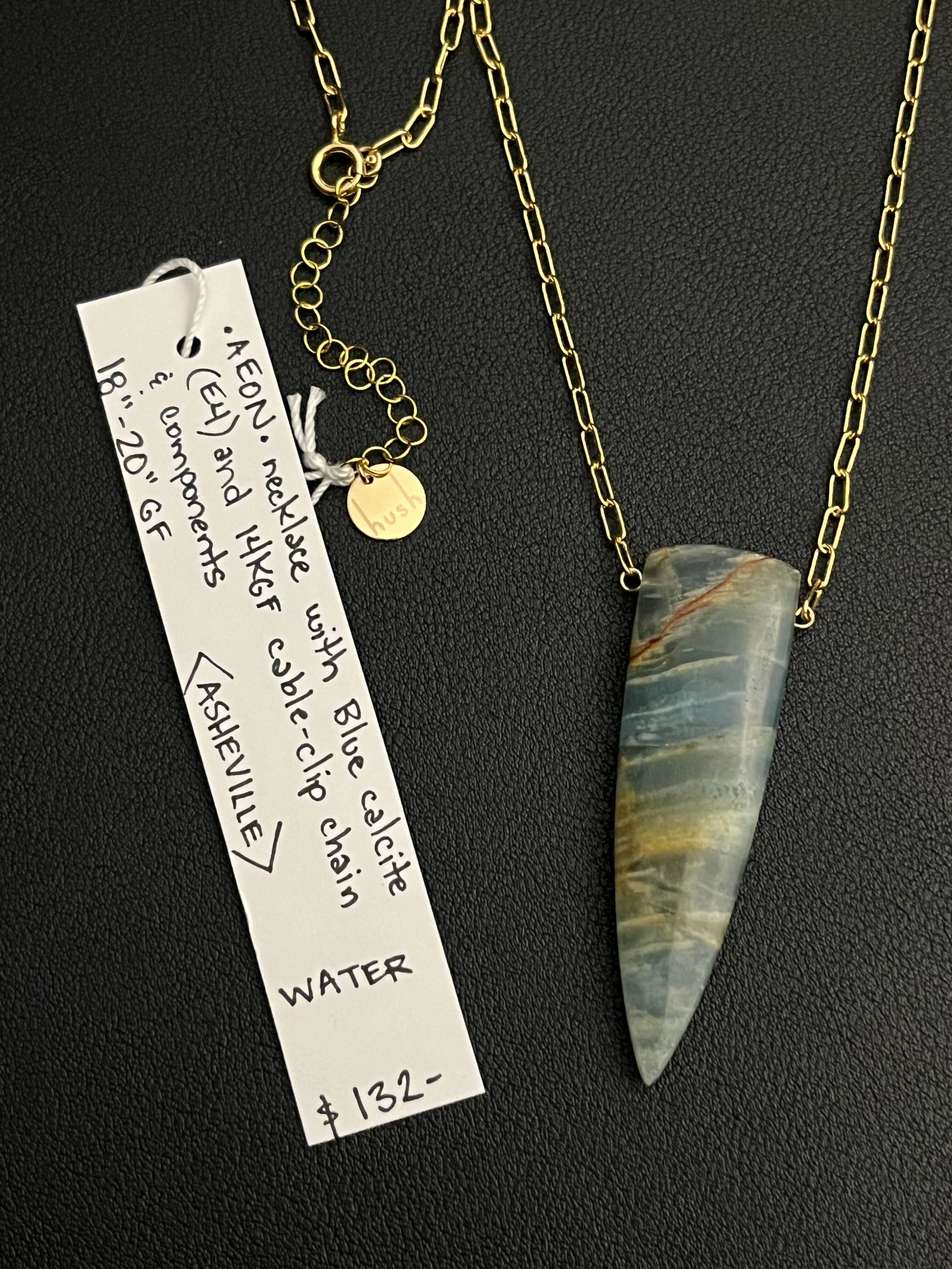 •AEON• blue calcite + gold necklace (18"-20")