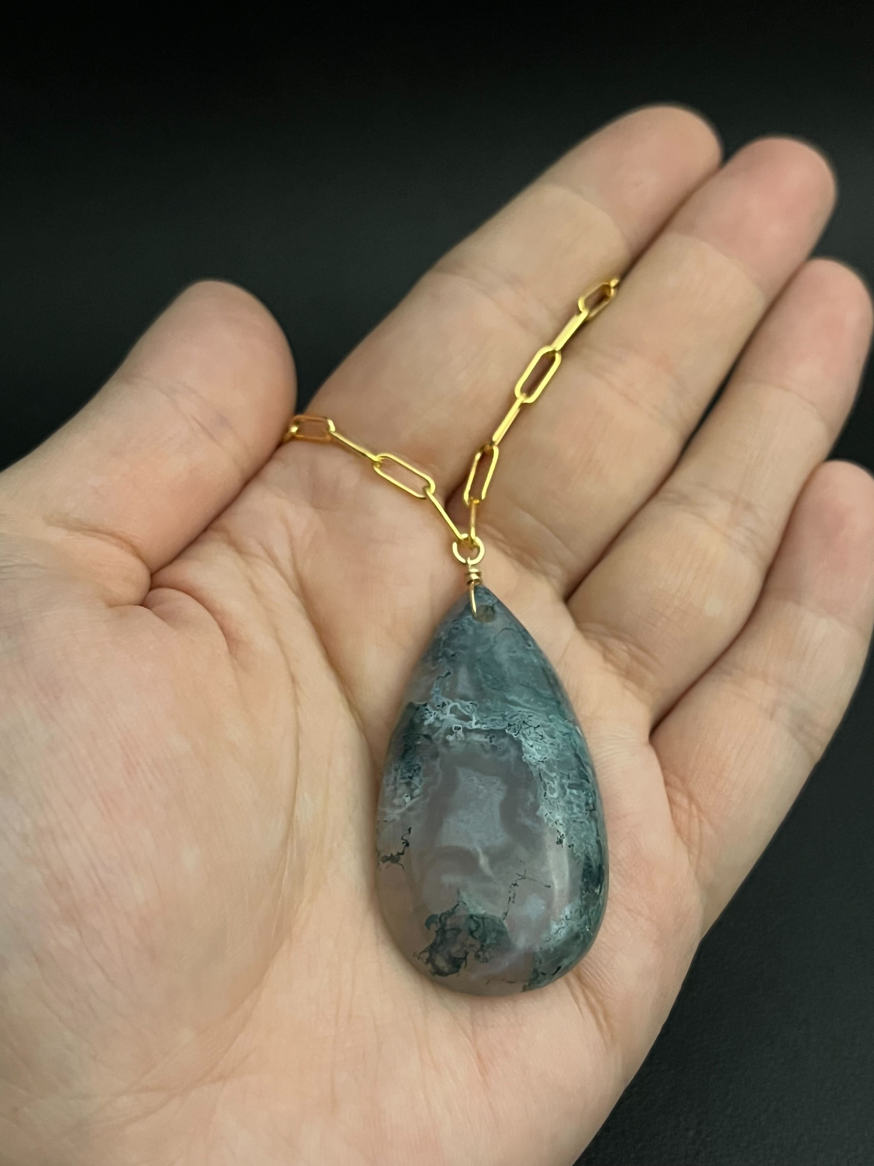 •AEON• moss agate + gold necklace (18"-20")