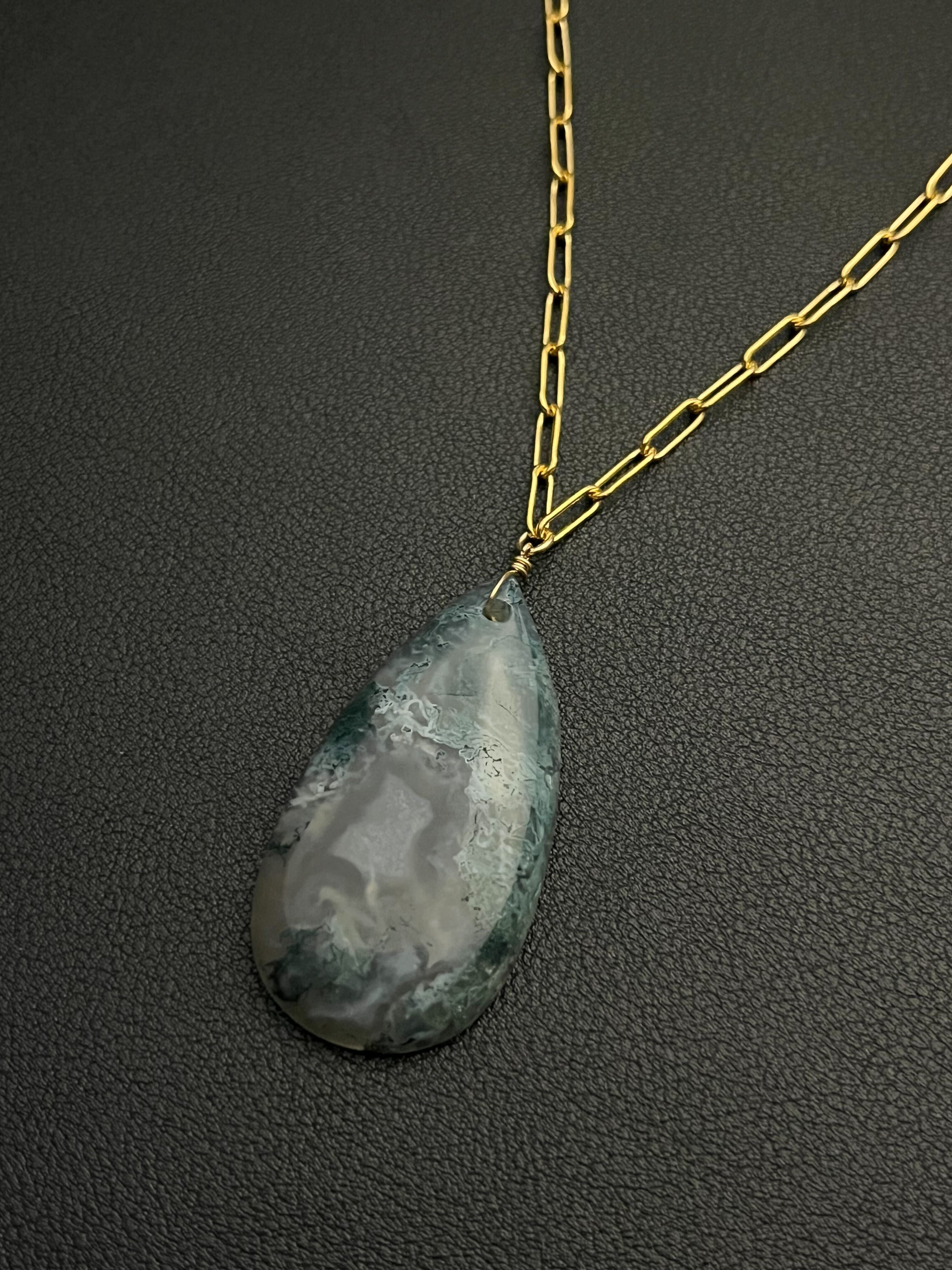 •AEON• moss agate + gold necklace (18"-20")