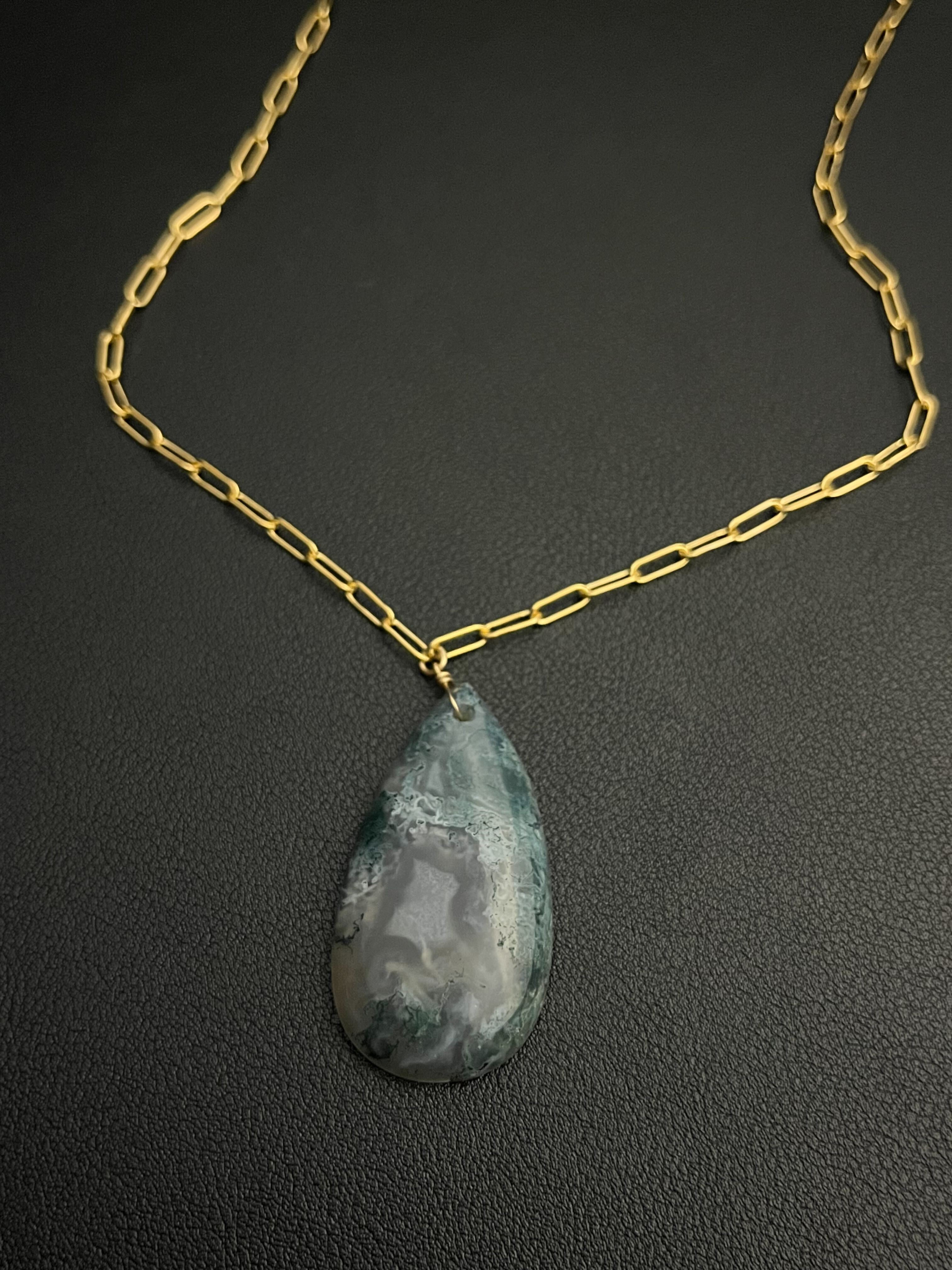 •AEON• moss agate + gold necklace (18"-20")