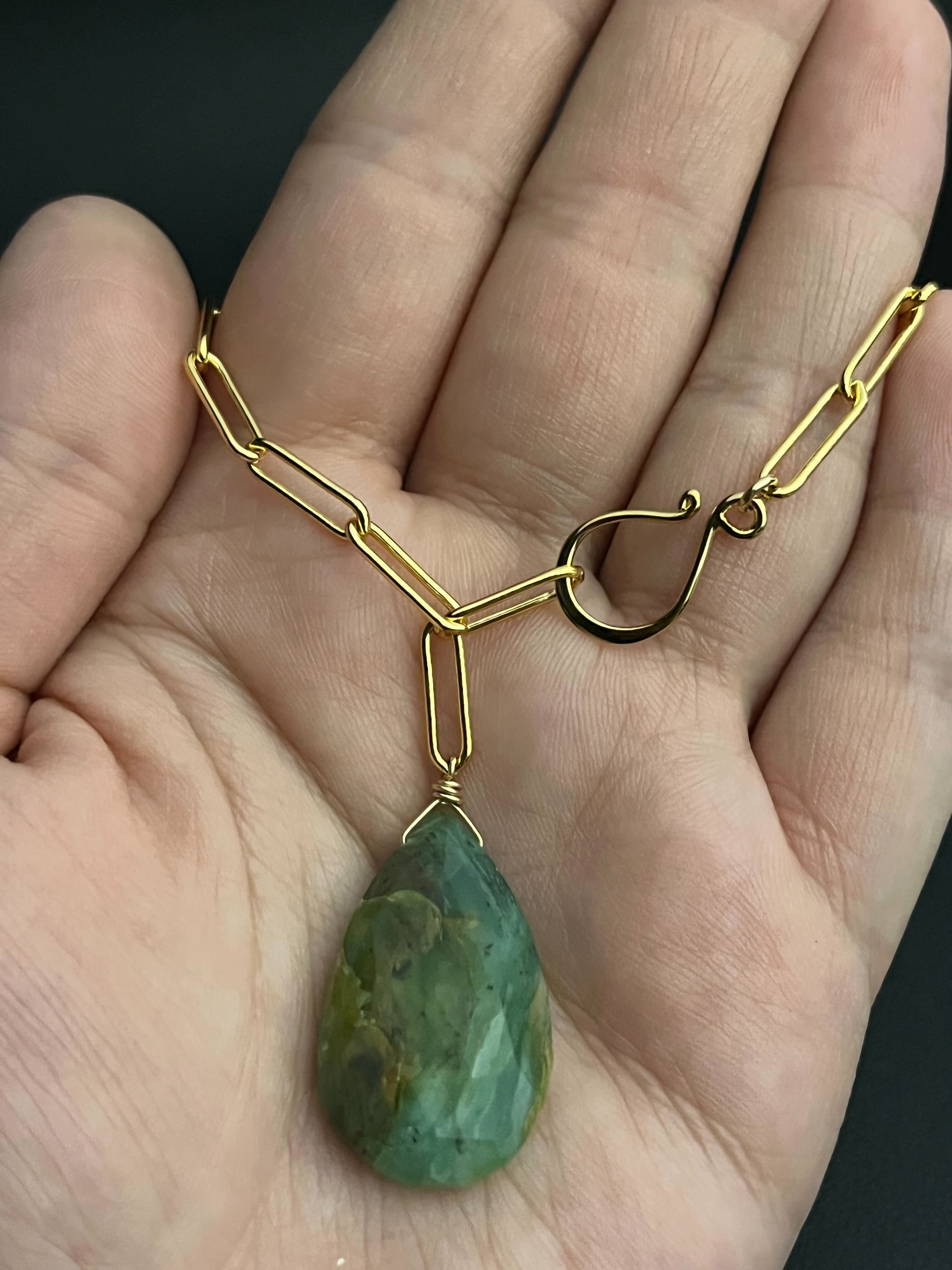 •LINKED• chrysoprase + gold necklace (19")