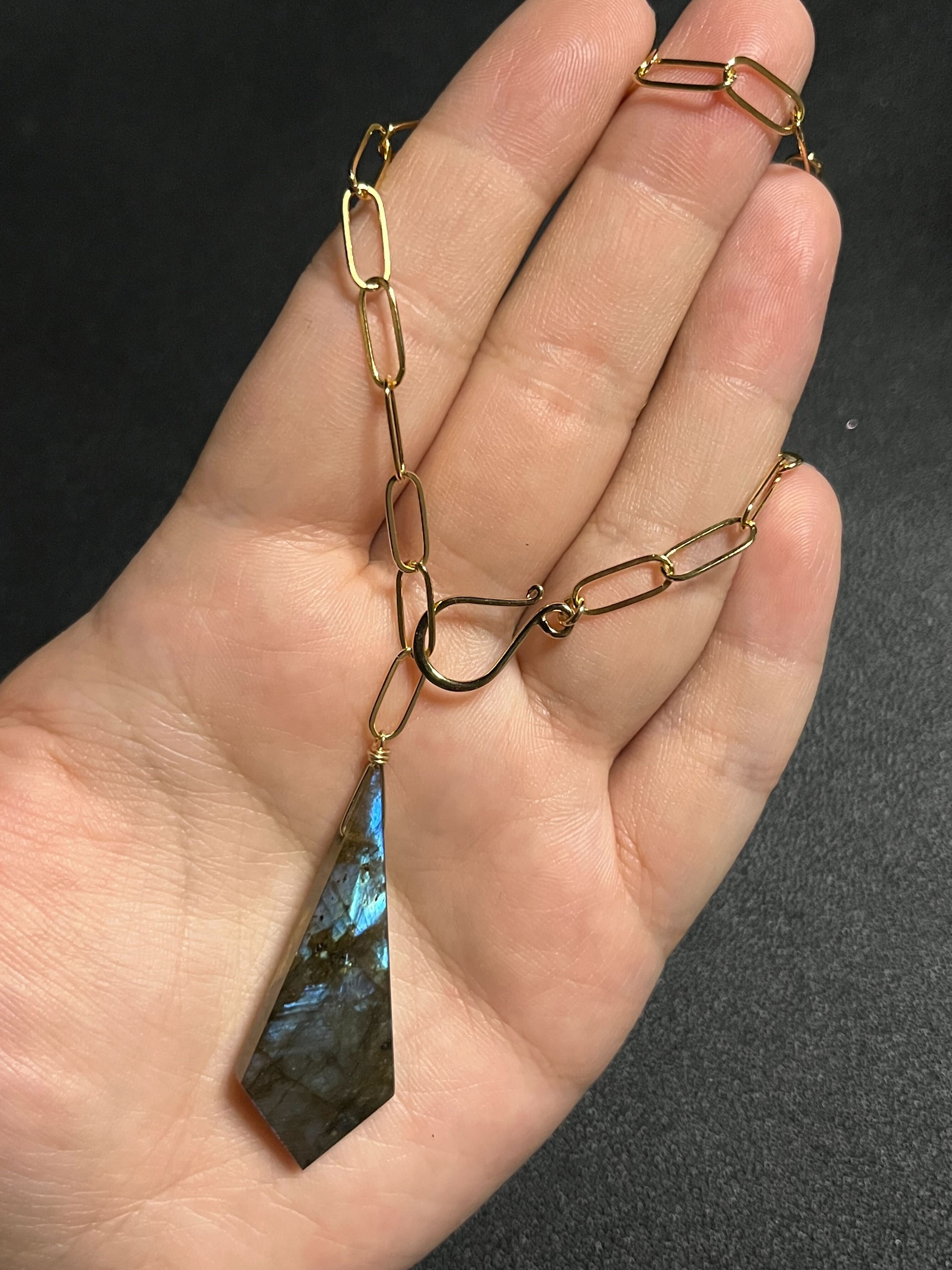 •LINKED• labradorite kite + gold necklace (19")