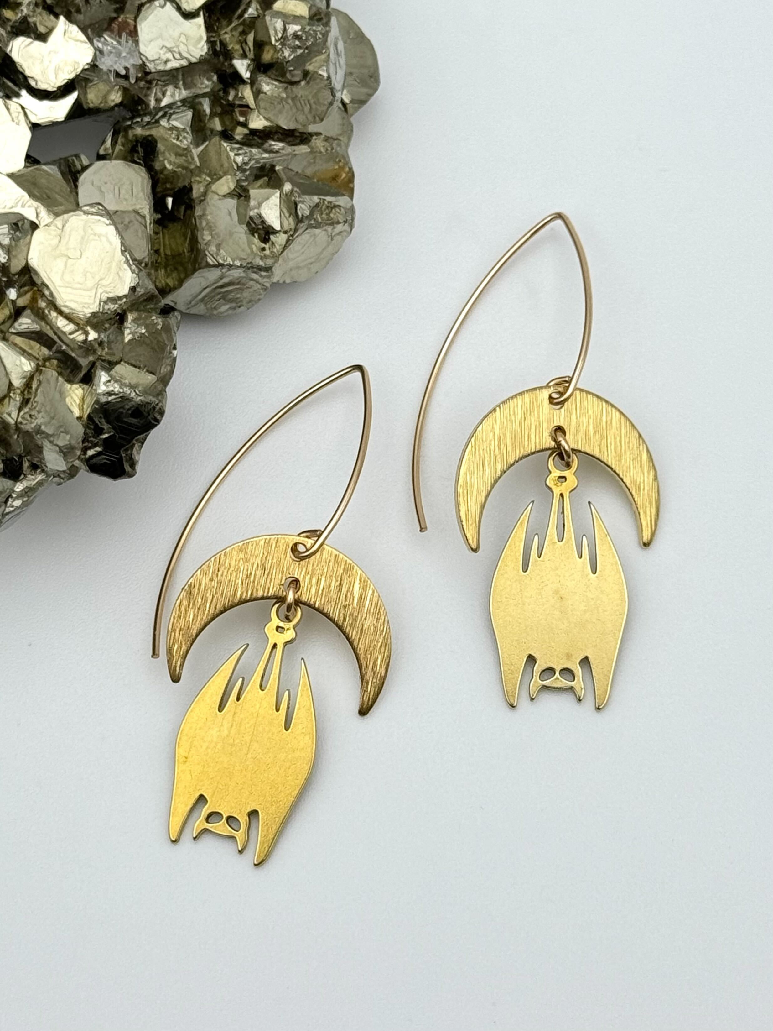 •DESMODONTINAE• gold dangle earrings