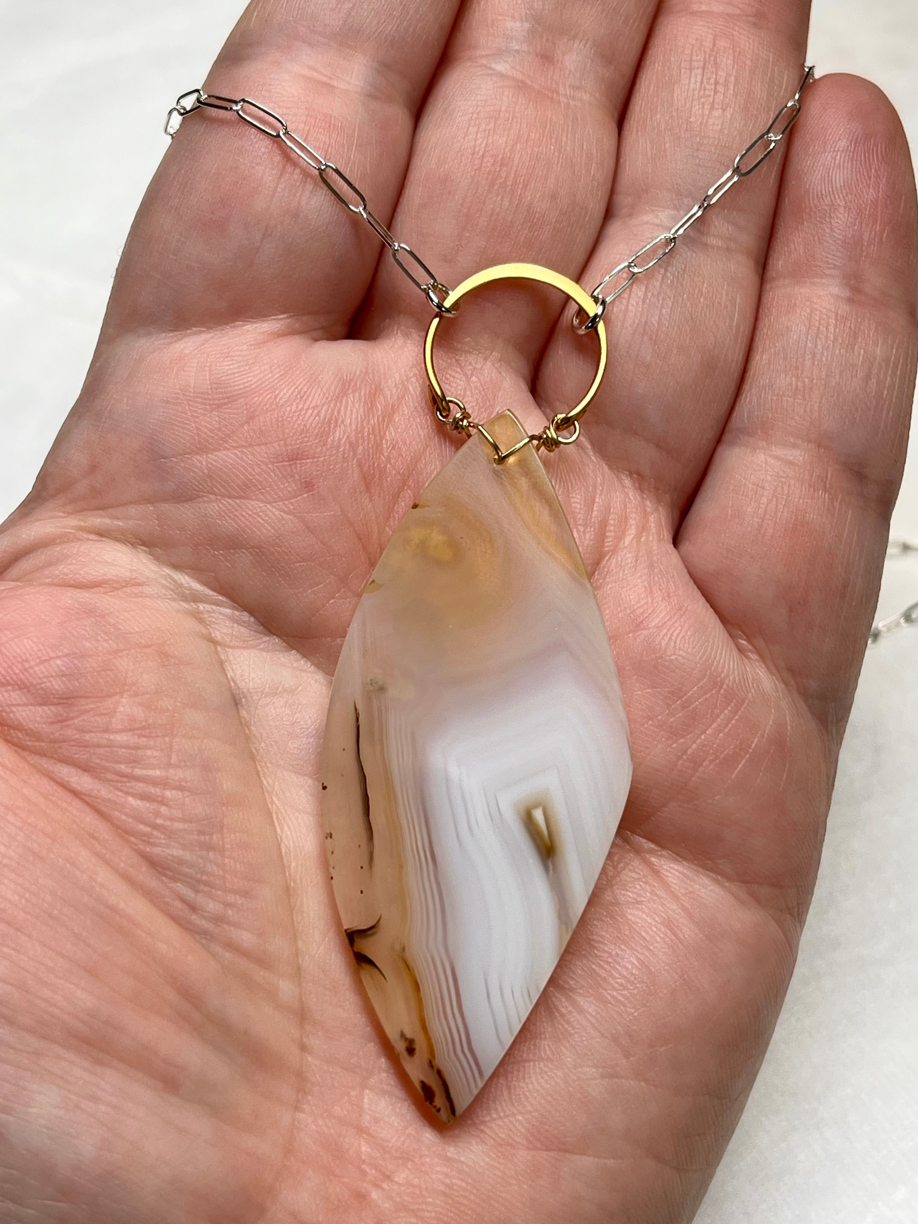 •AEON• ghost agate + mixed metal necklace (18"-20")