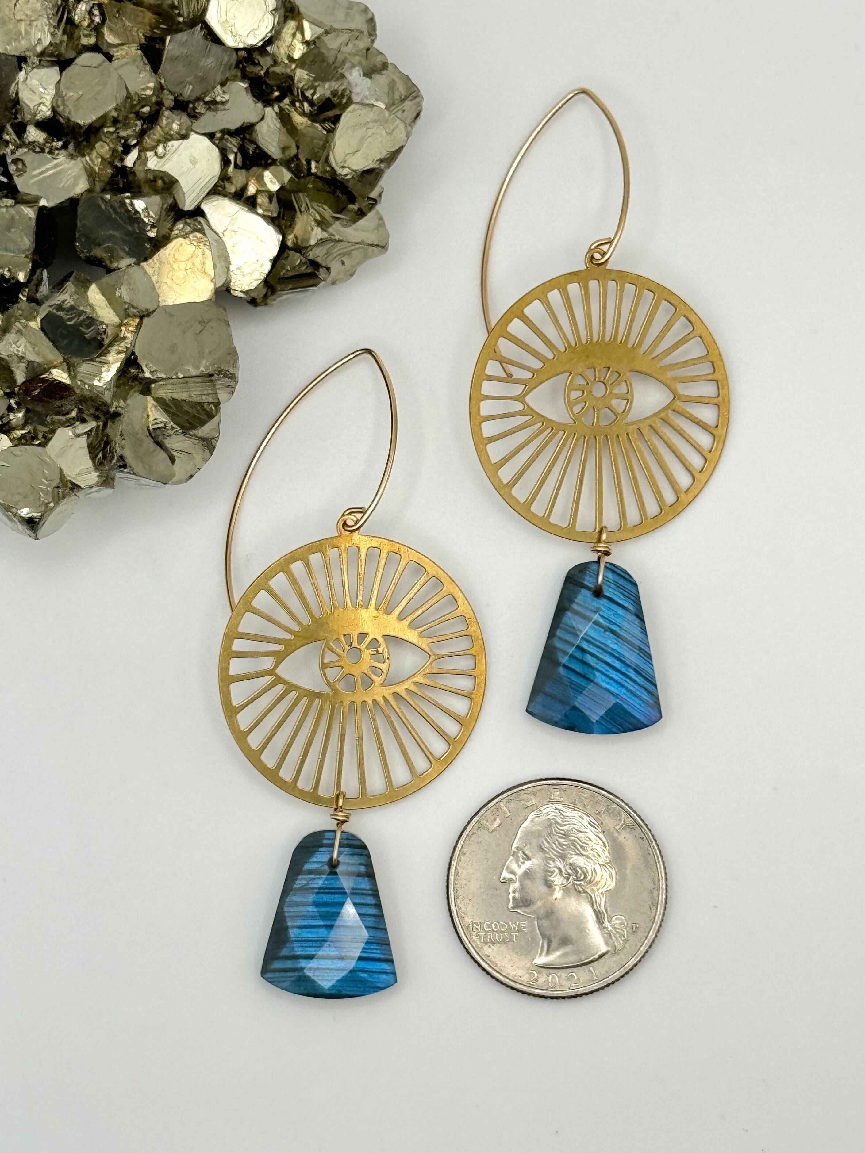 •INVOKE• labradorite + gold dangle earrings