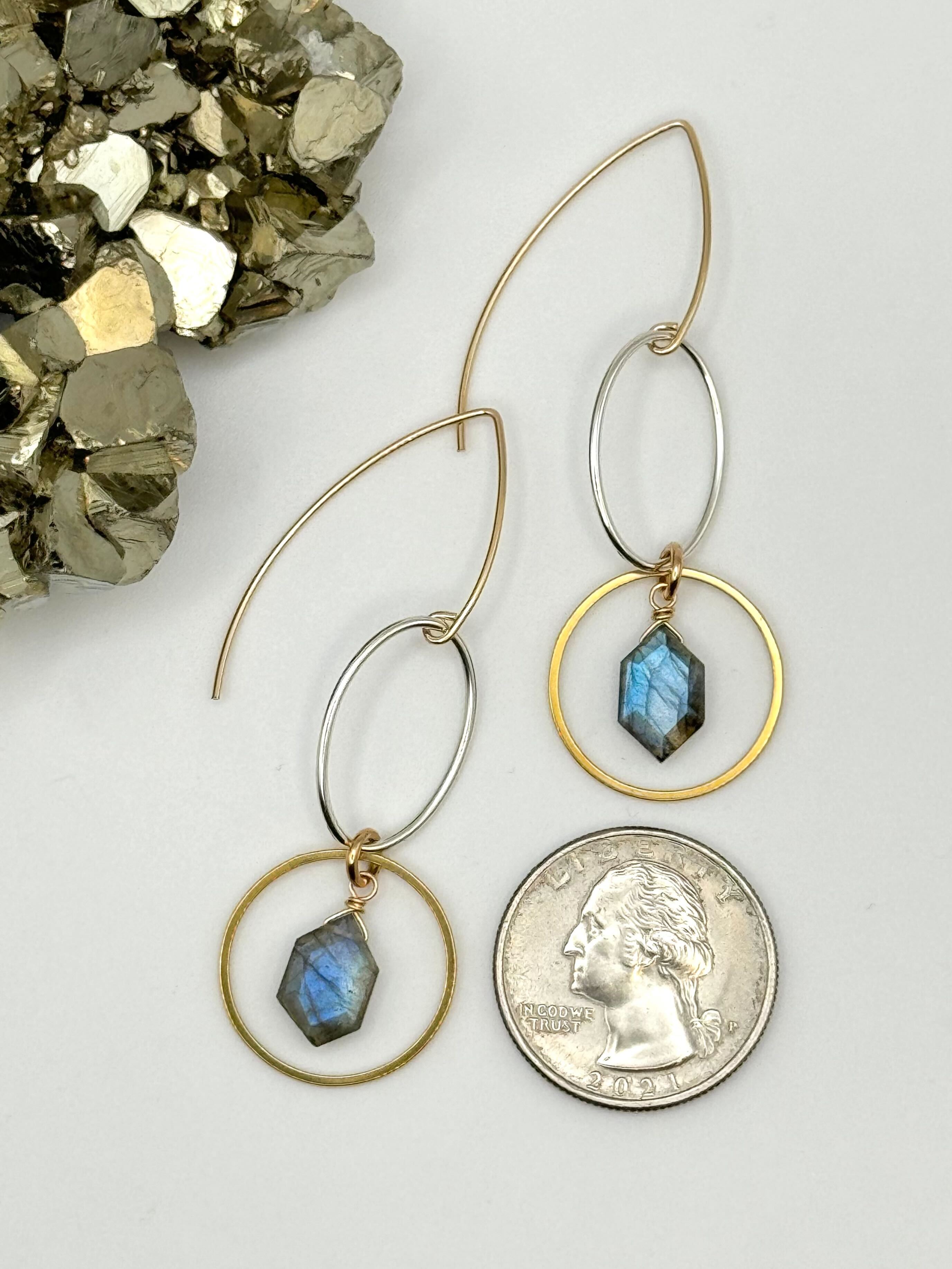 •HEXED• labradorite + mixed metal dangle earrings