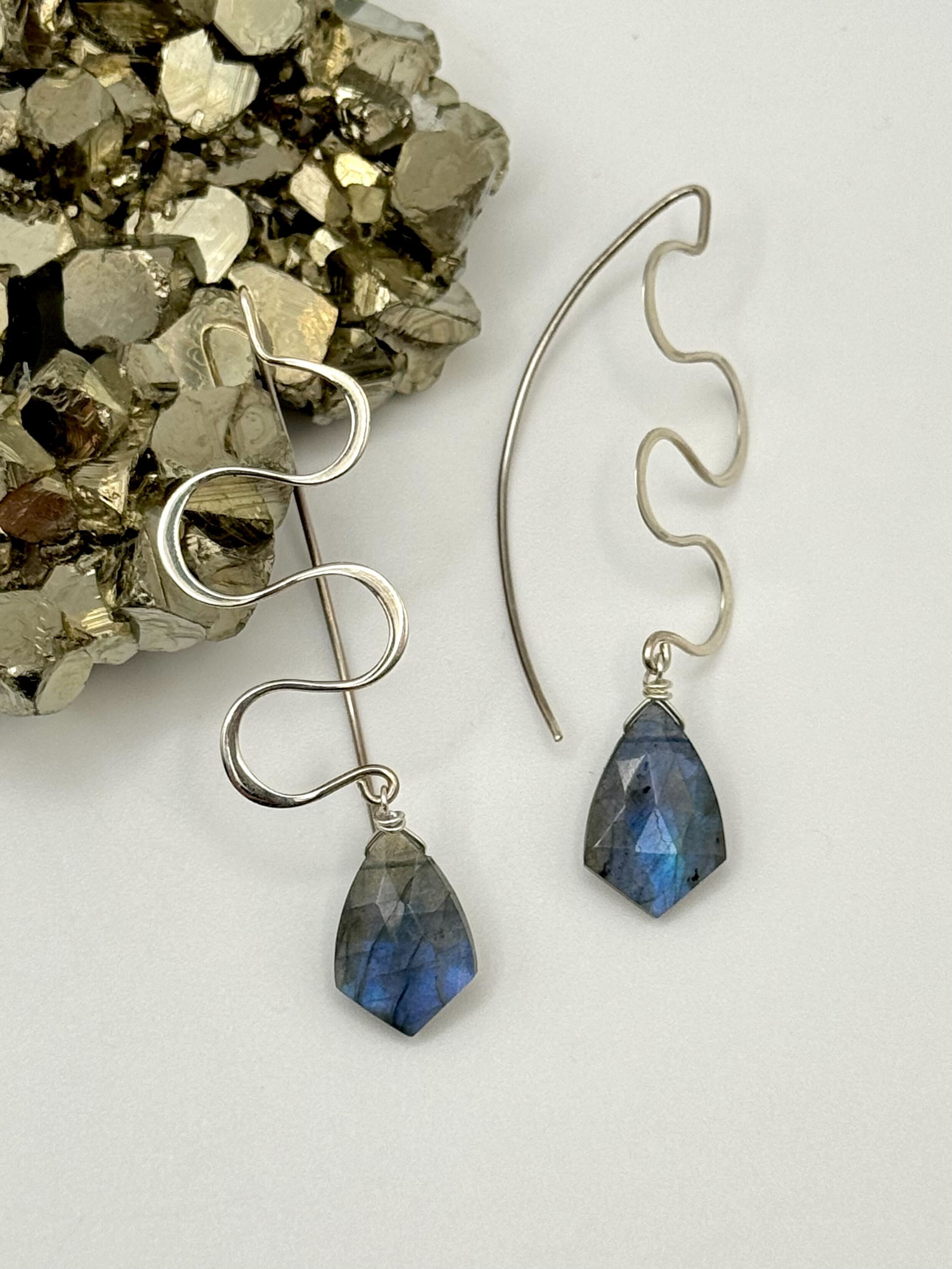 •EBB & FLOW• labradorite + silver dangle earrings