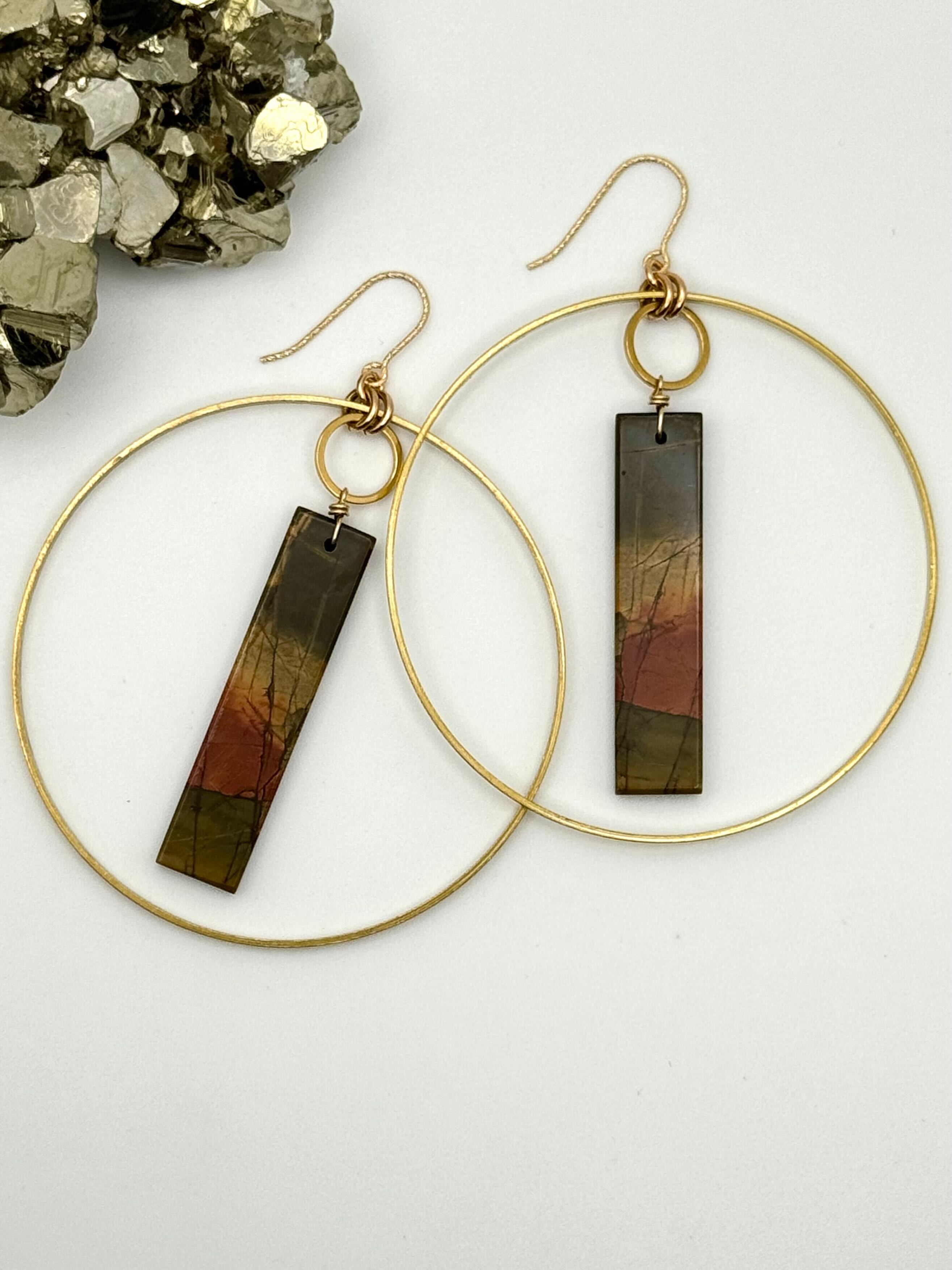 •IN EQUA-ORBIT• red creek jasper + gold hoop earrings