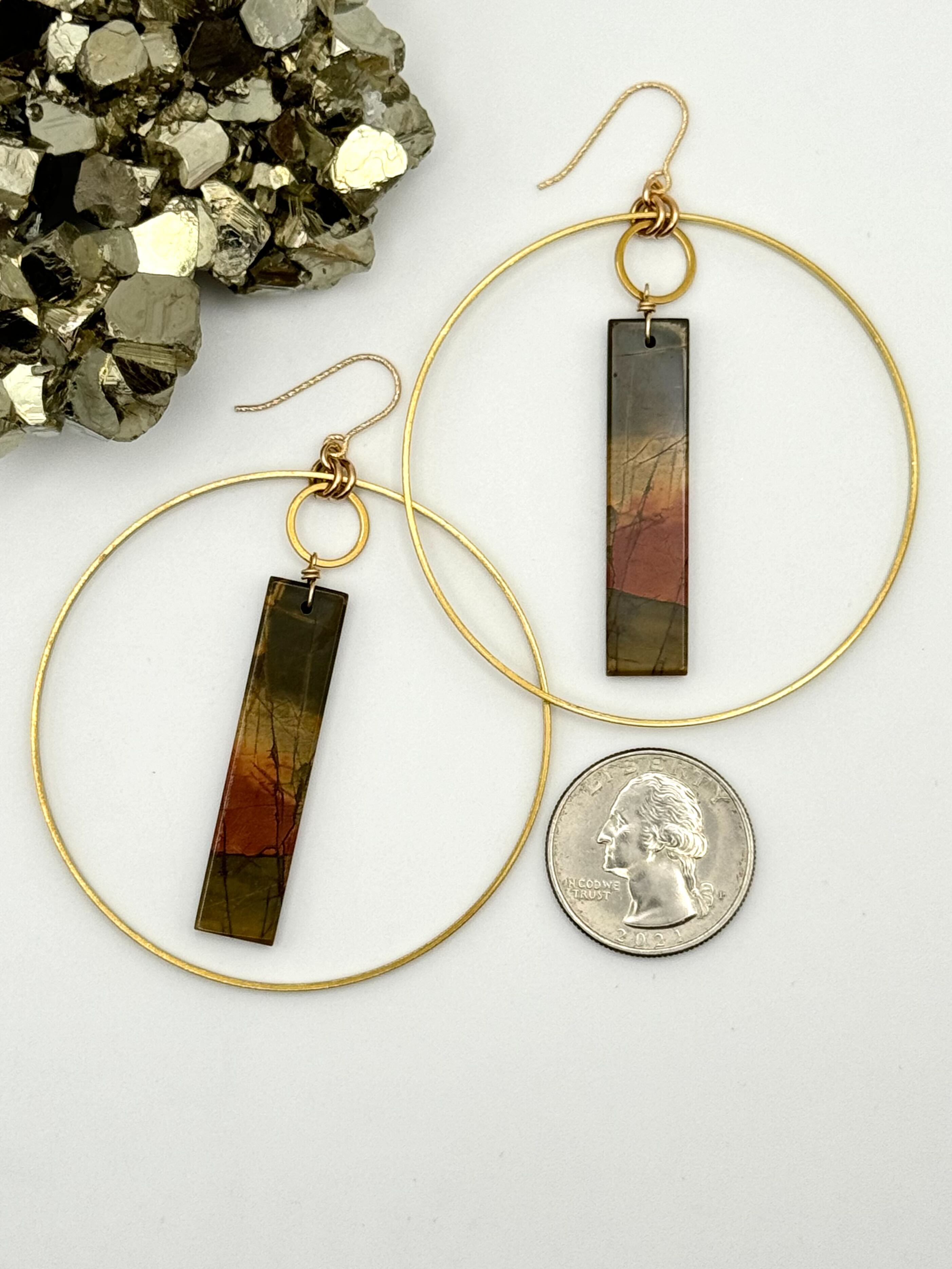 •IN EQUA-ORBIT• red creek jasper + gold hoop earrings