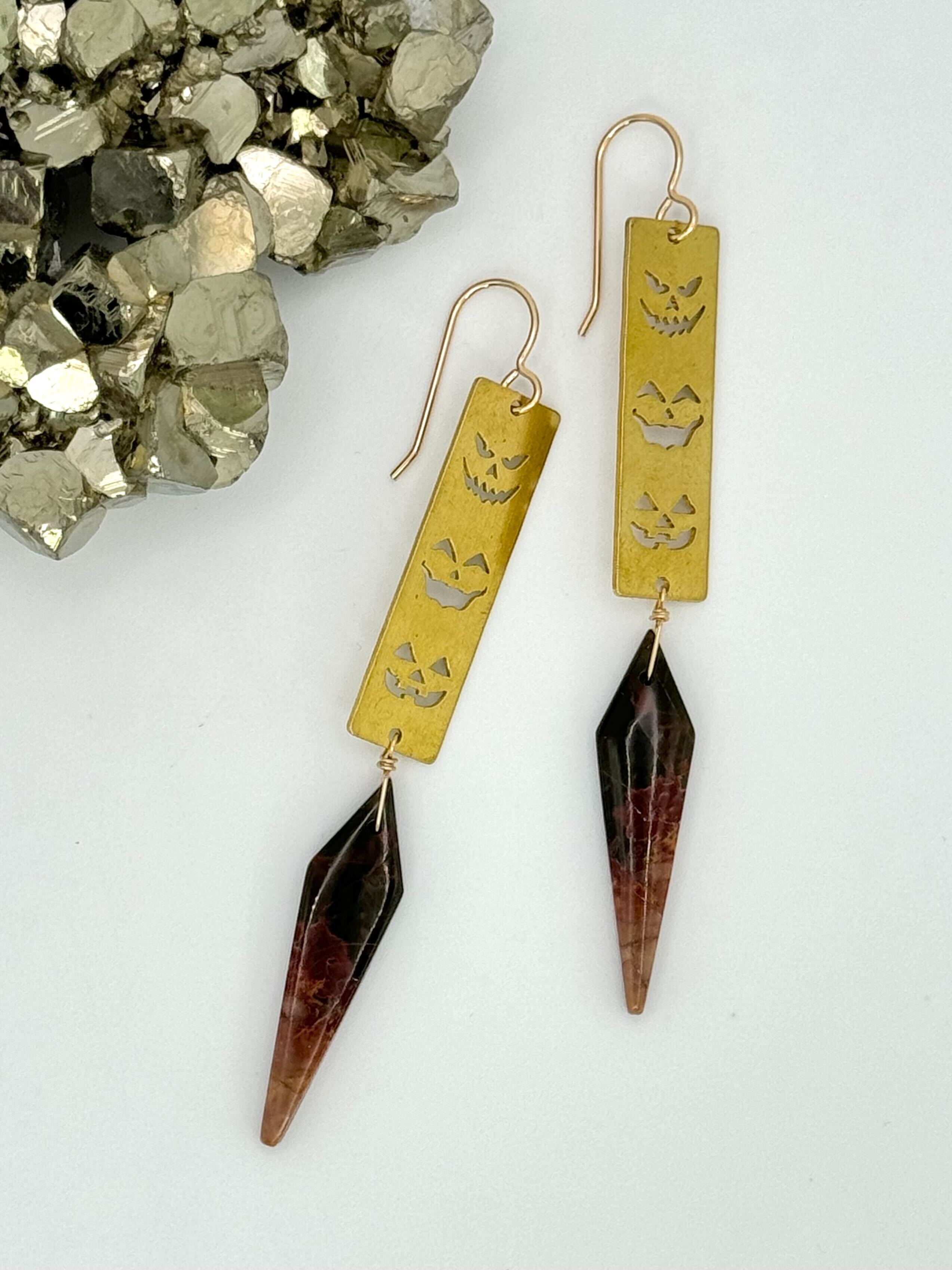 •PUMPKIN KING• jasper + gold dangle earrings