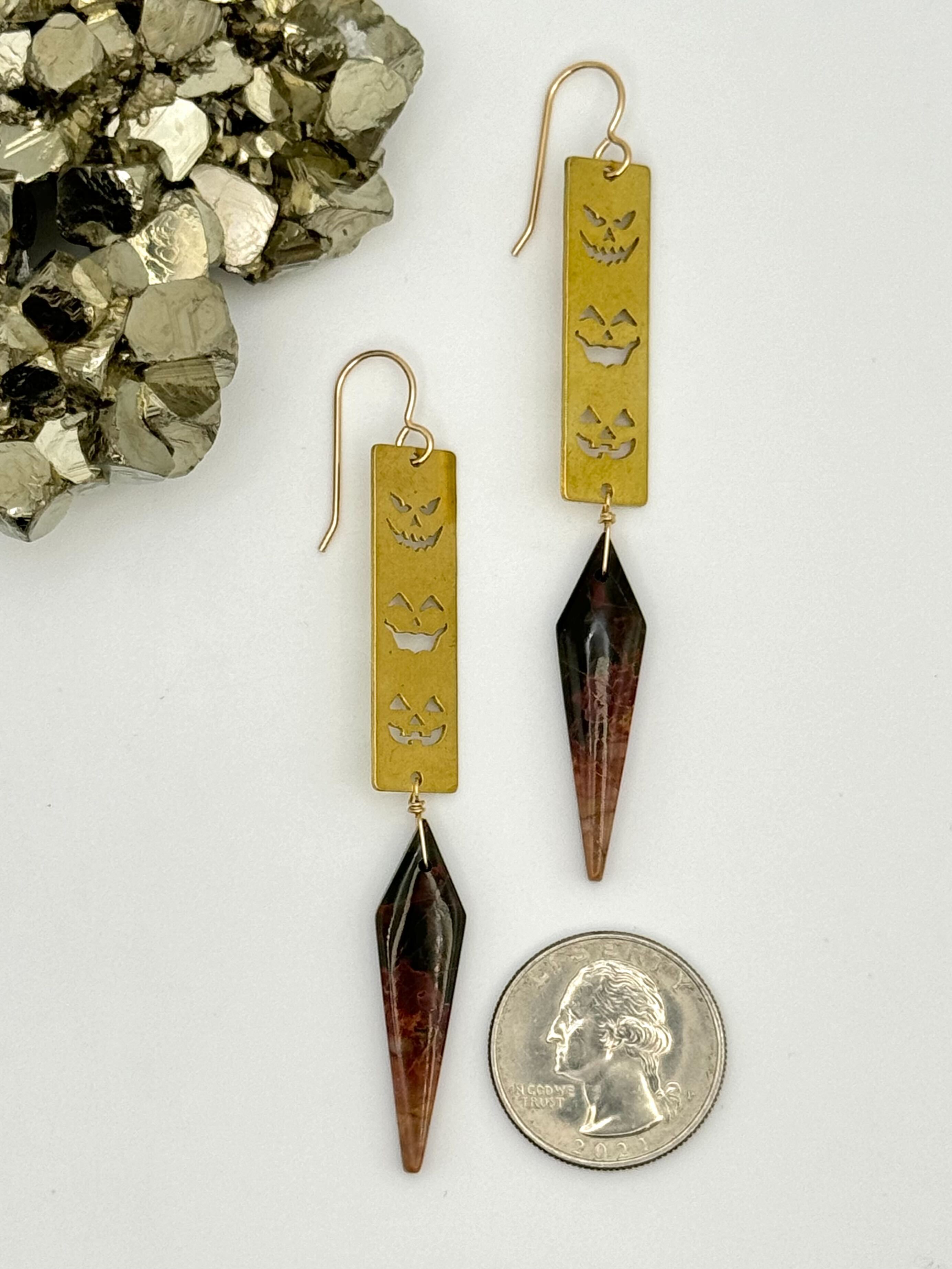 •PUMPKIN KING• jasper + gold dangle earrings