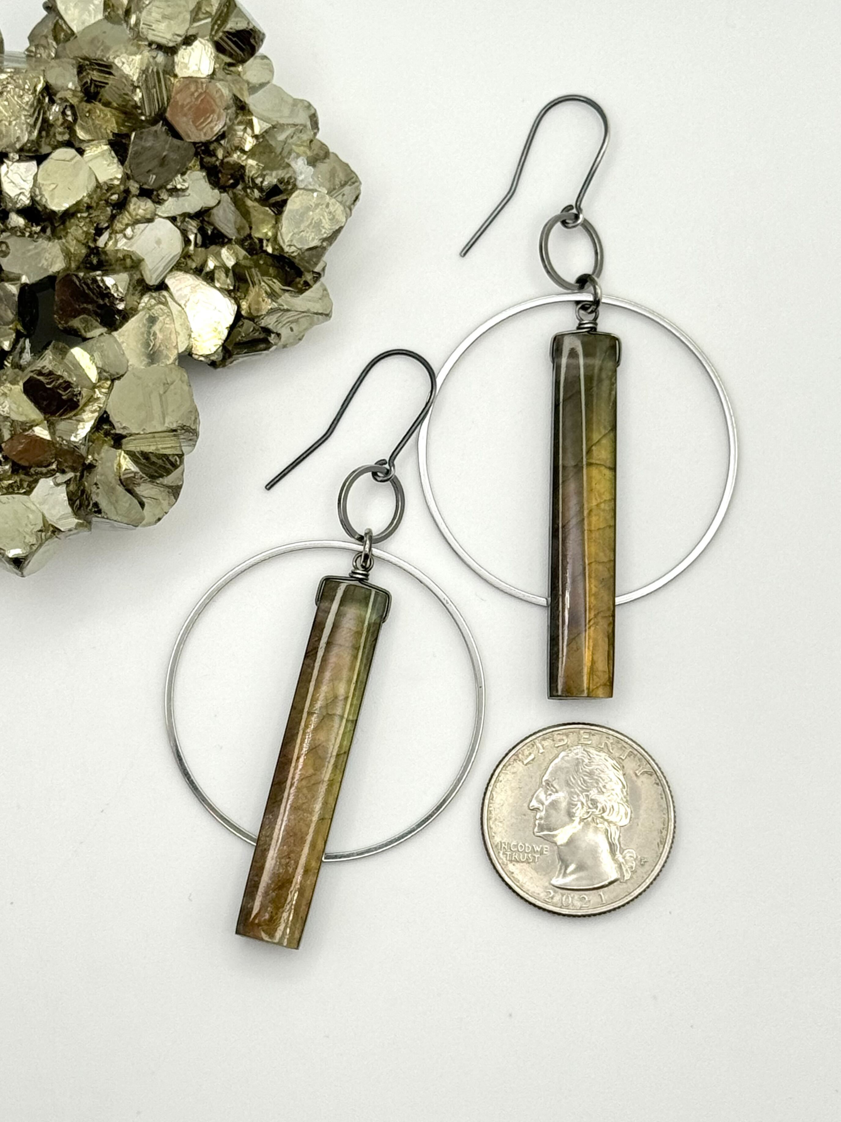 •EQUA-ORBIT• labradorite + silver dangle earrings