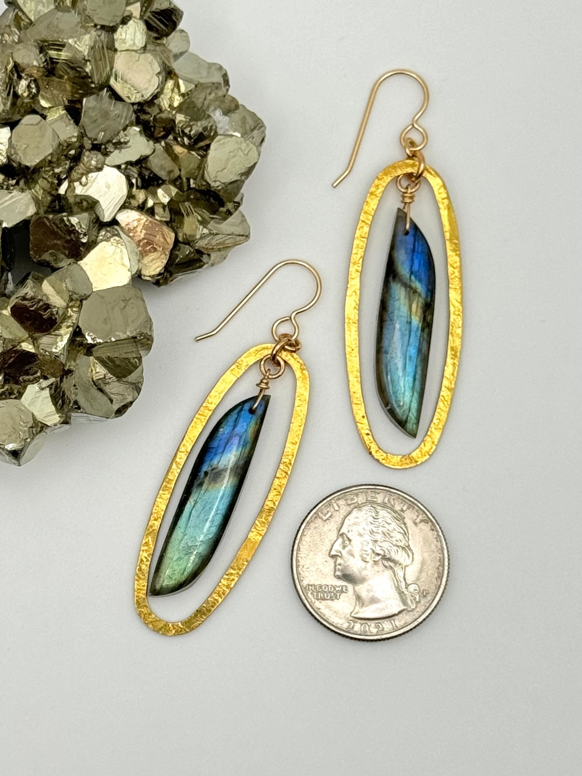 •SHADOWBOXER• labradorite + gold dangle earrings