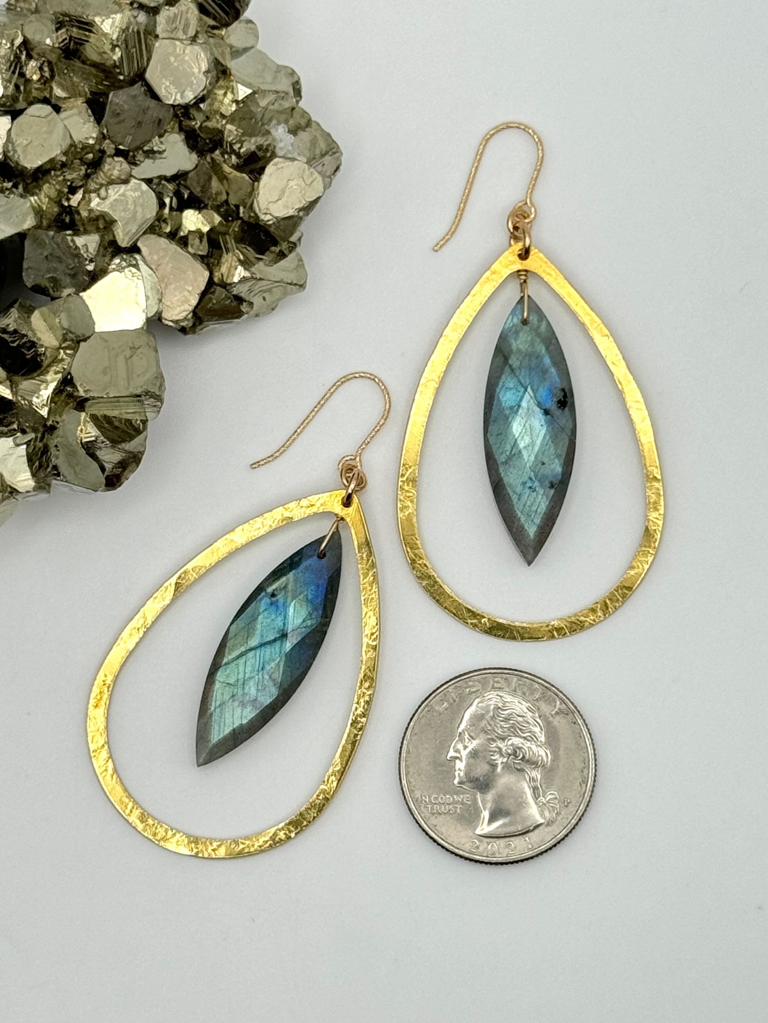 •RIVERDANCE• labradorite + gold dangle earrings