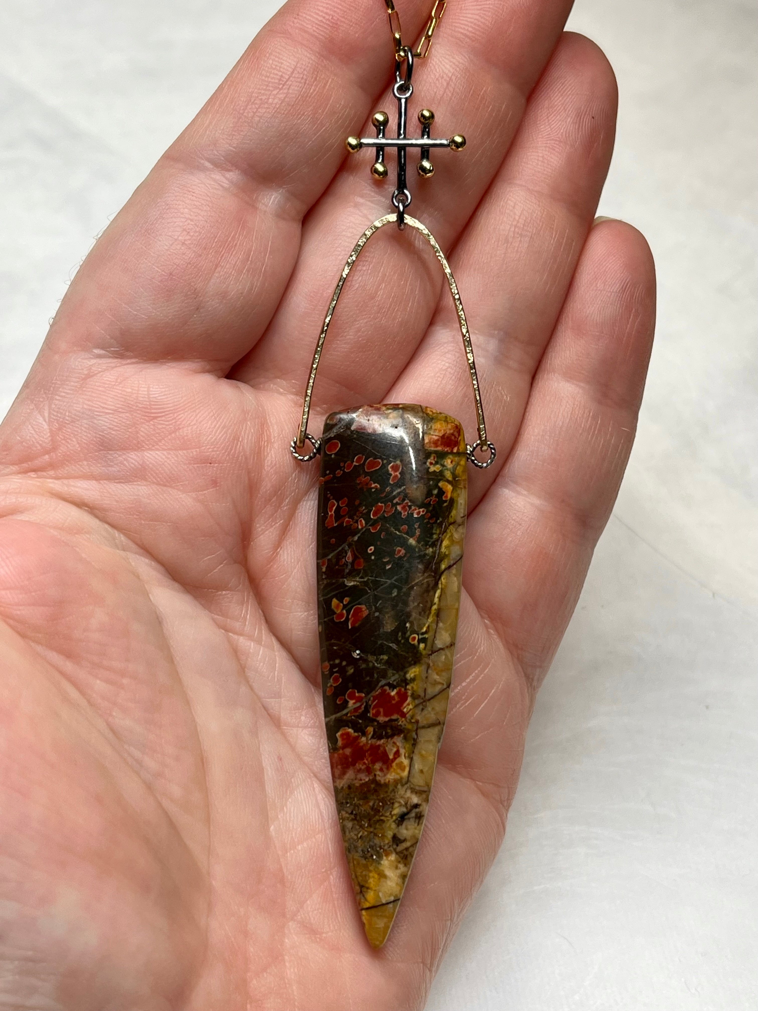 •INVOKE• red creek jasper + talisman + mixed metal necklace (26"-28")