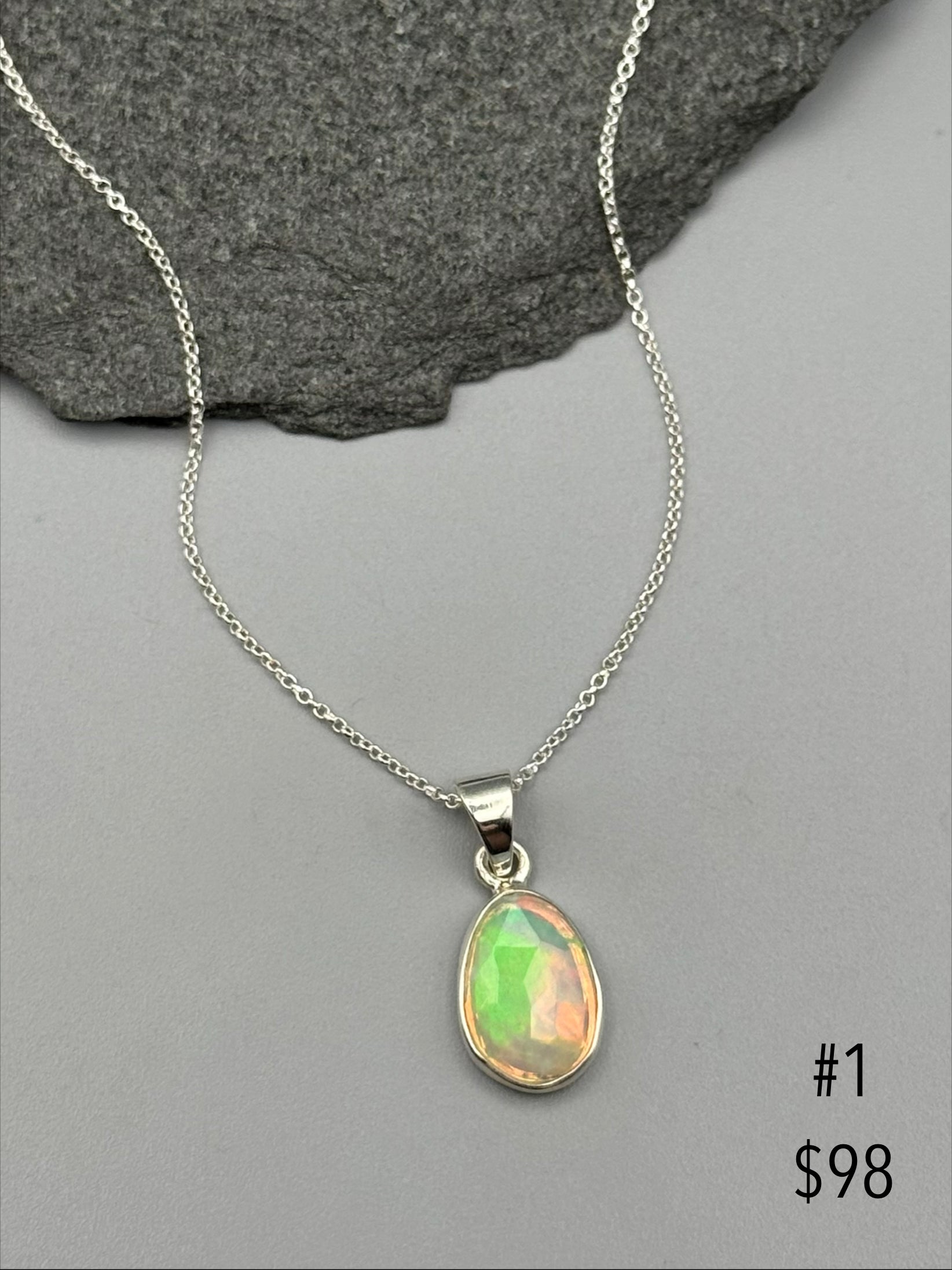 •ETHIOPIAN OPAL• sterling silver necklace (18" long)