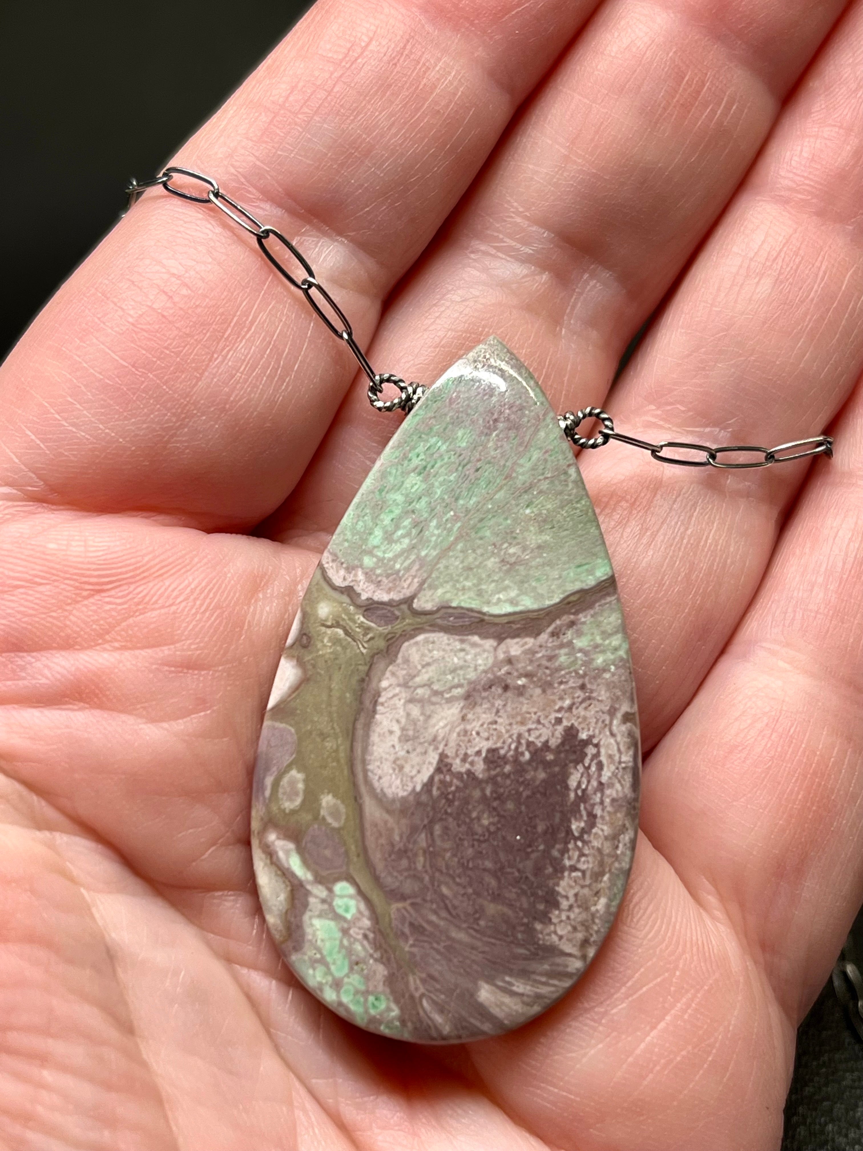 •AEON• nevada variscite + silver necklace (18"-20" long)