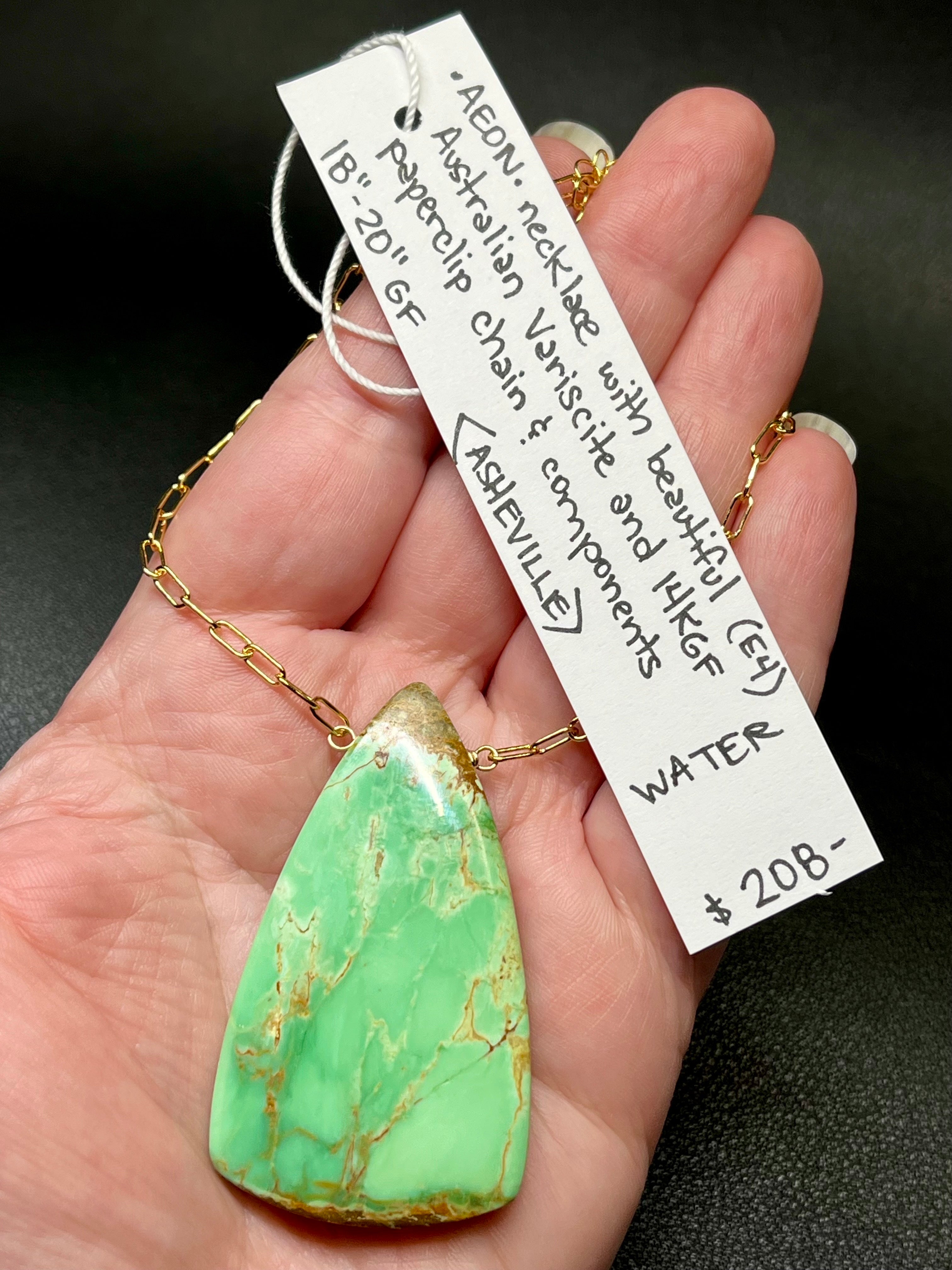 •AEON• australian variscite + gold necklace (18"-20" long)