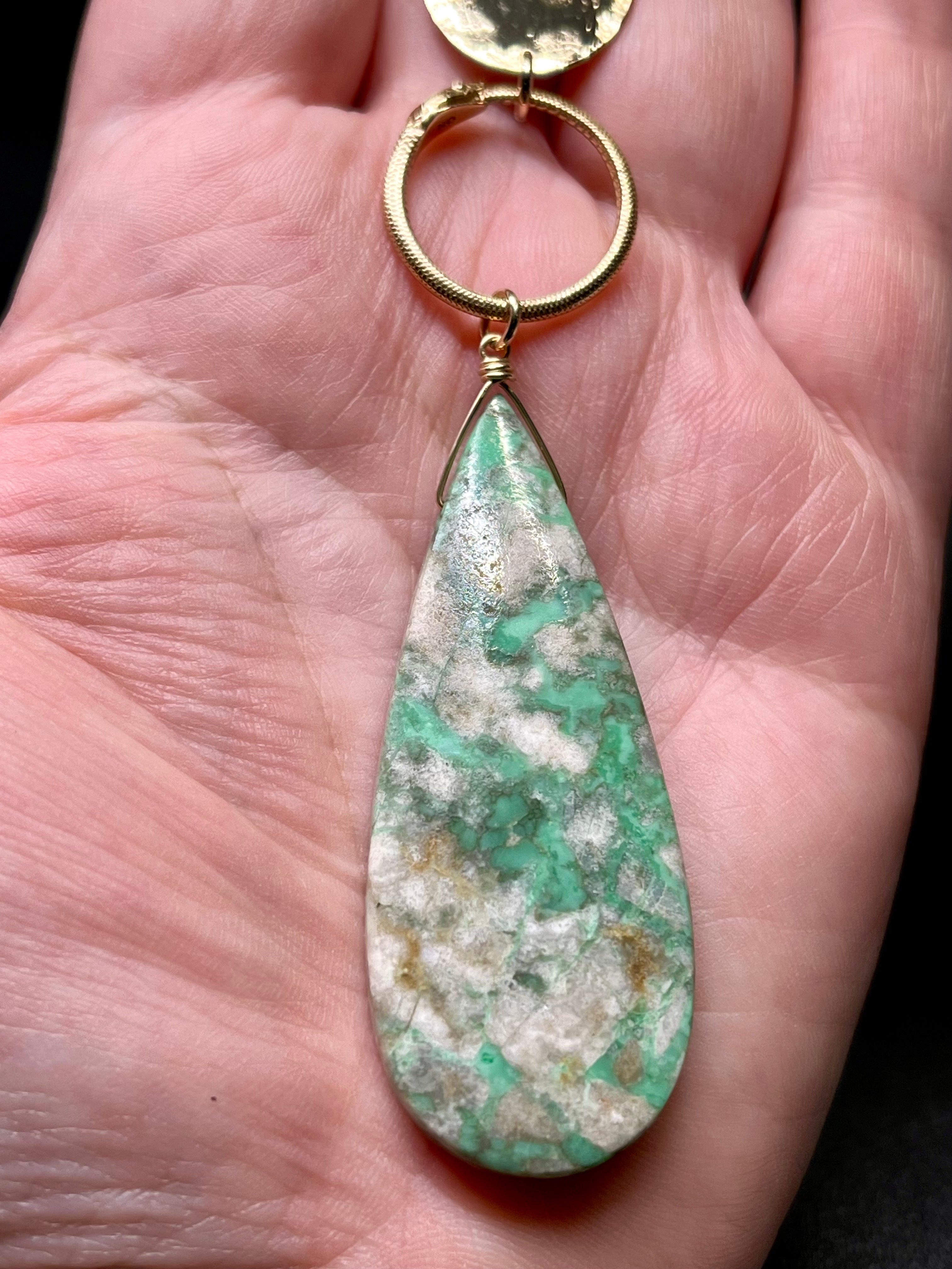 •NYX• nevada variscite + moons + gold necklace (26"-28" long)