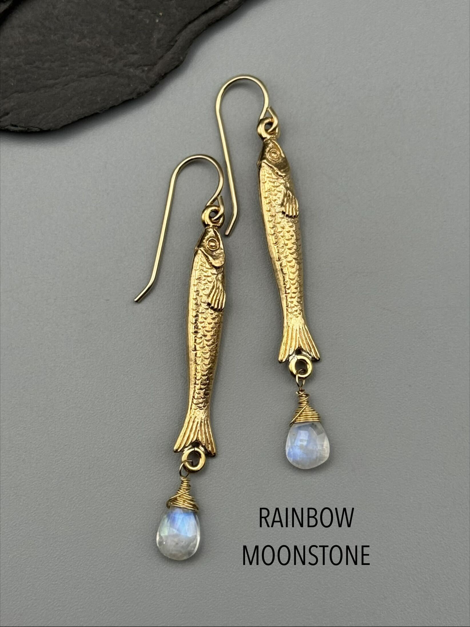 •SARDINE• gold earrings (various stones)