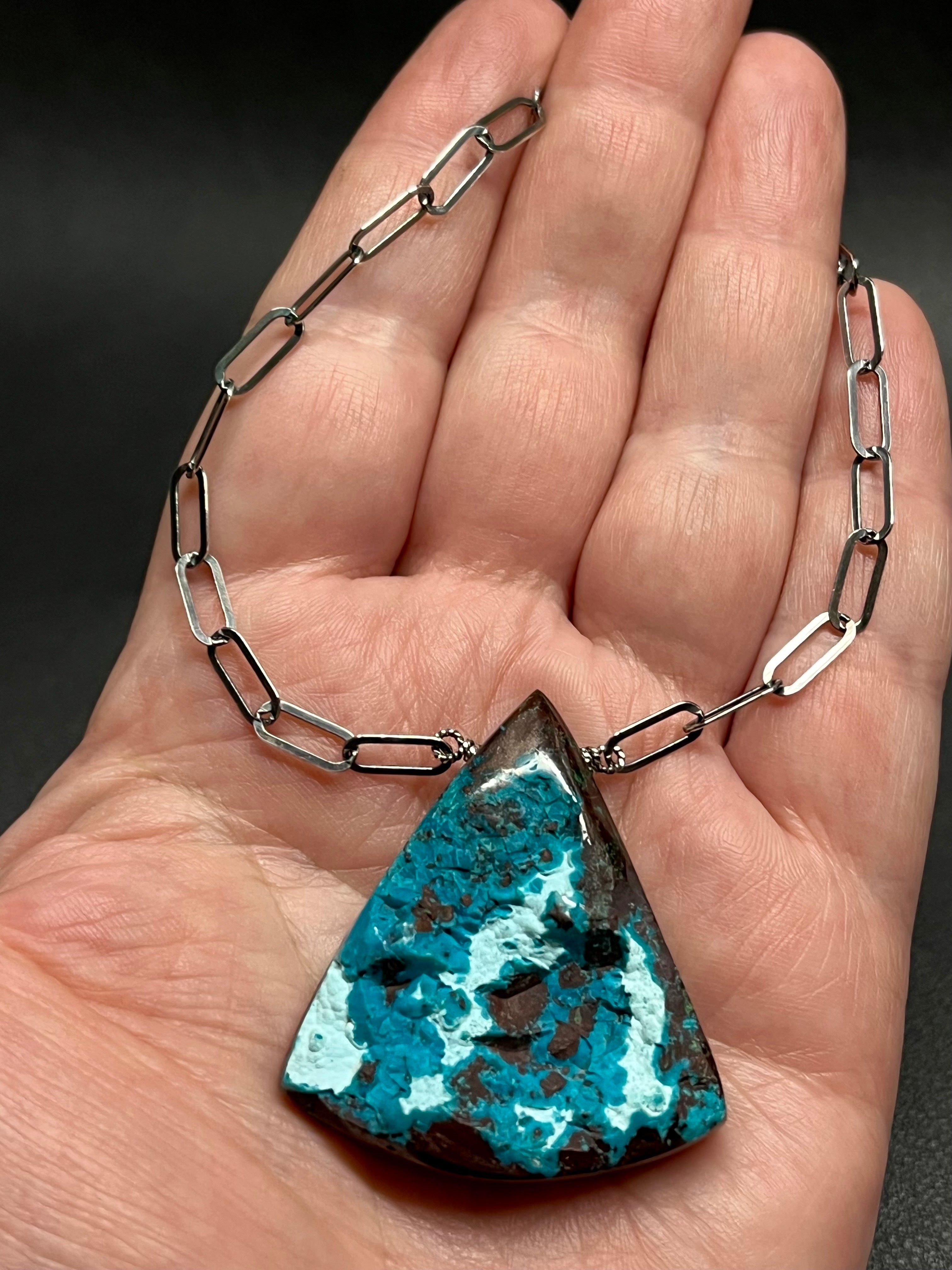 •AEON• arizona chrysocolla + silver necklace (18"-20" long)