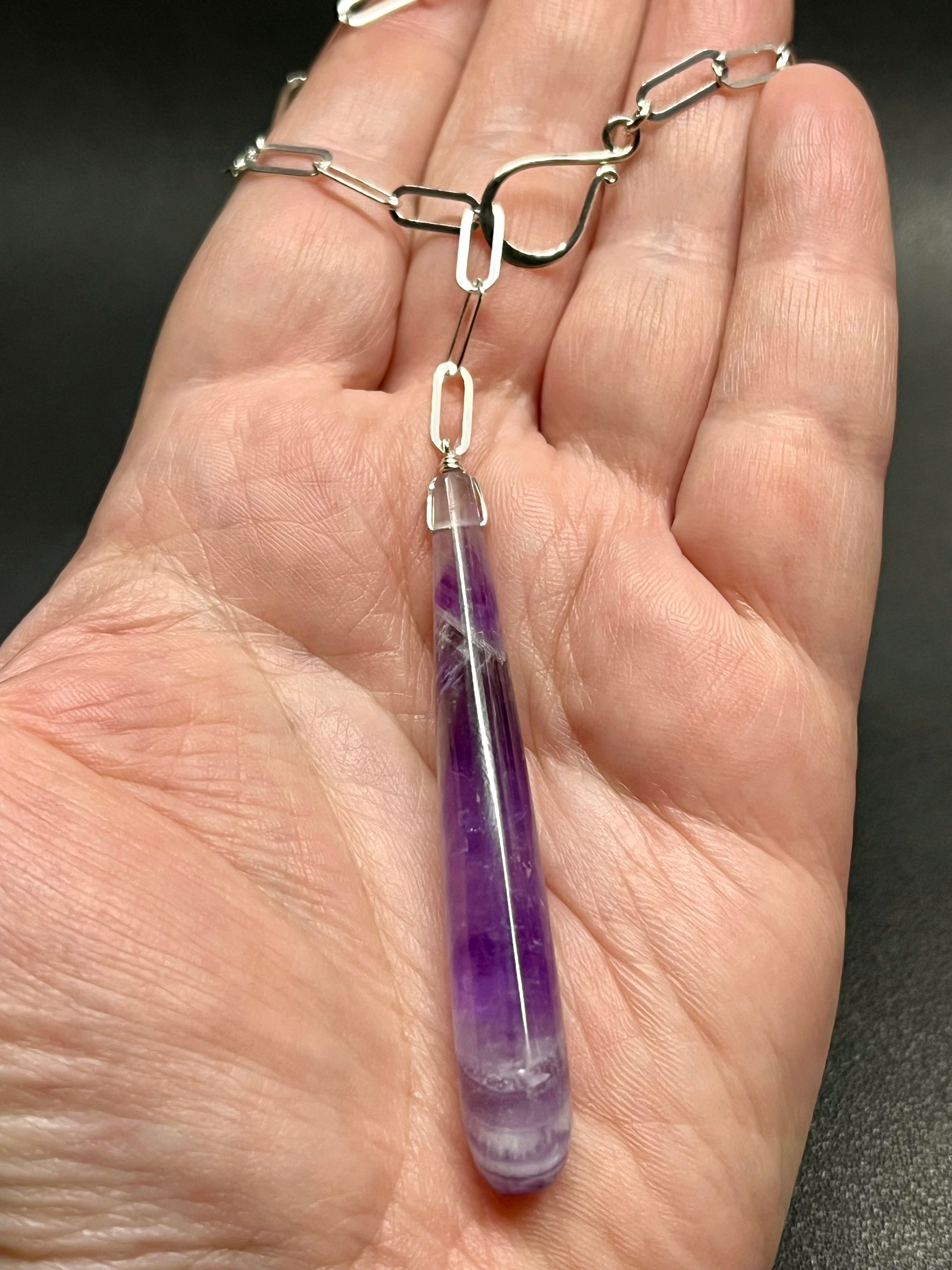 •LINKED• amethyst + silver necklace (ADJ to 19")