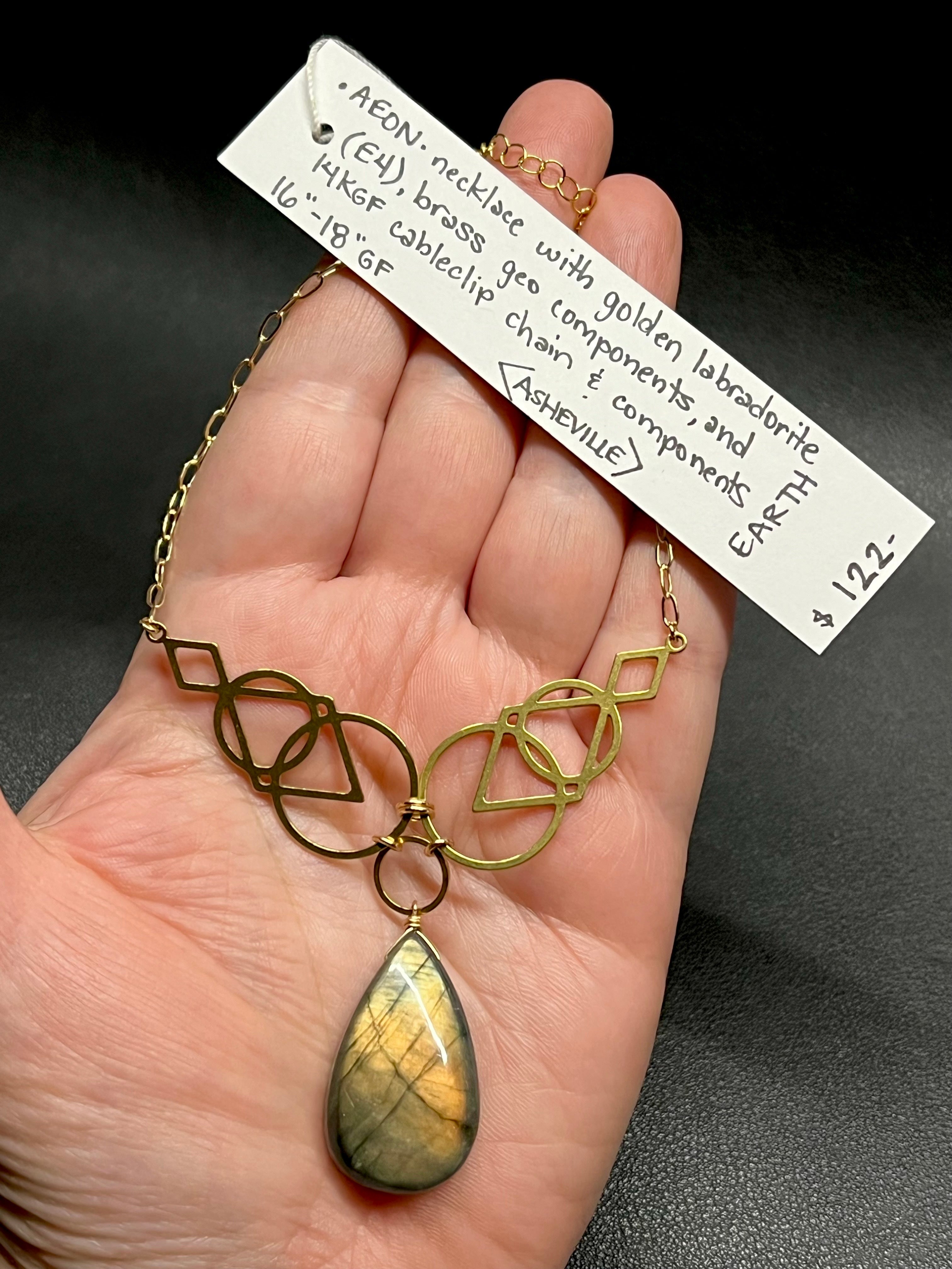 •AEON• golden labradorite + gold necklace (16"-18")