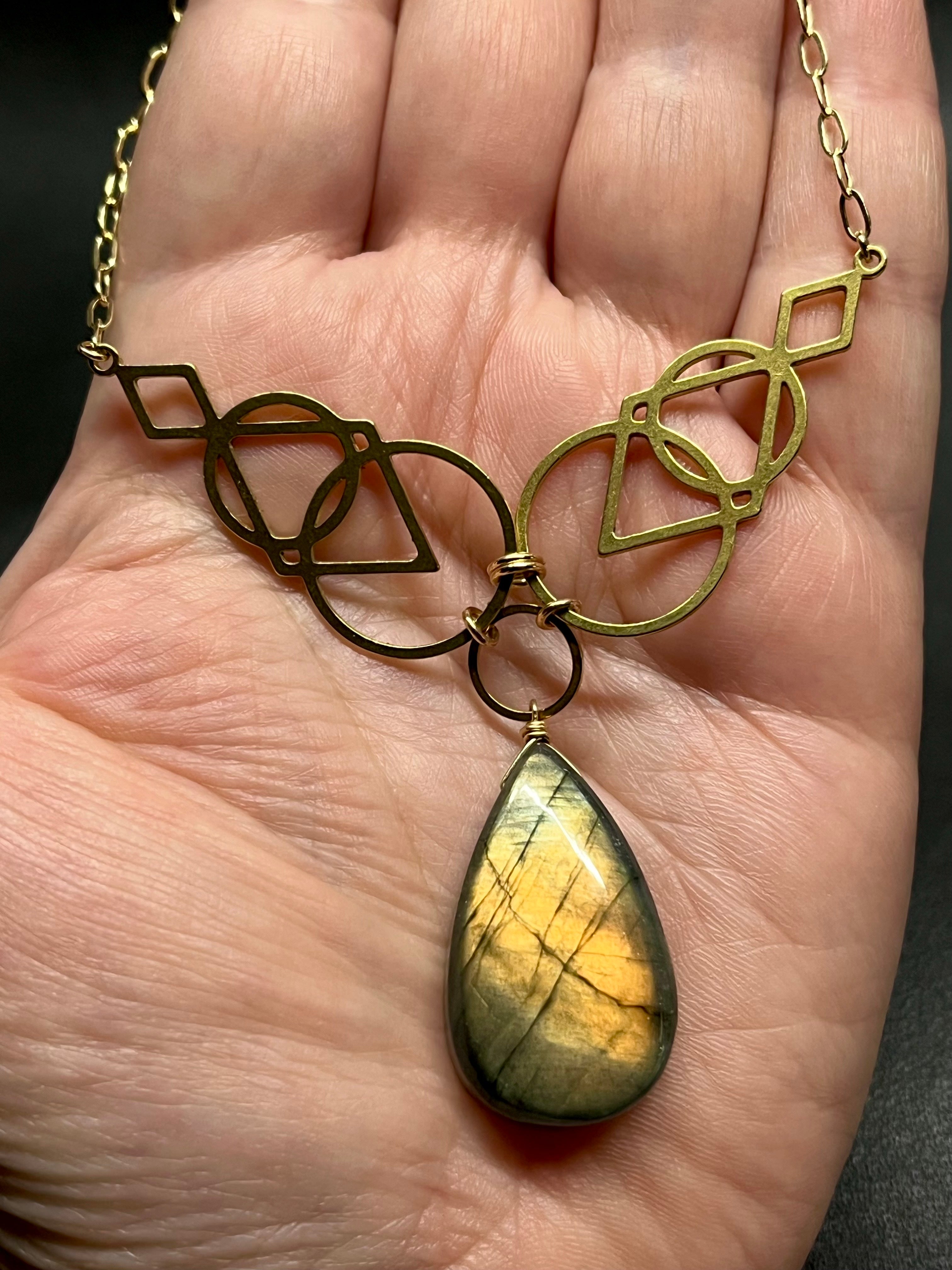 •AEON• golden labradorite + gold necklace (16"-18")